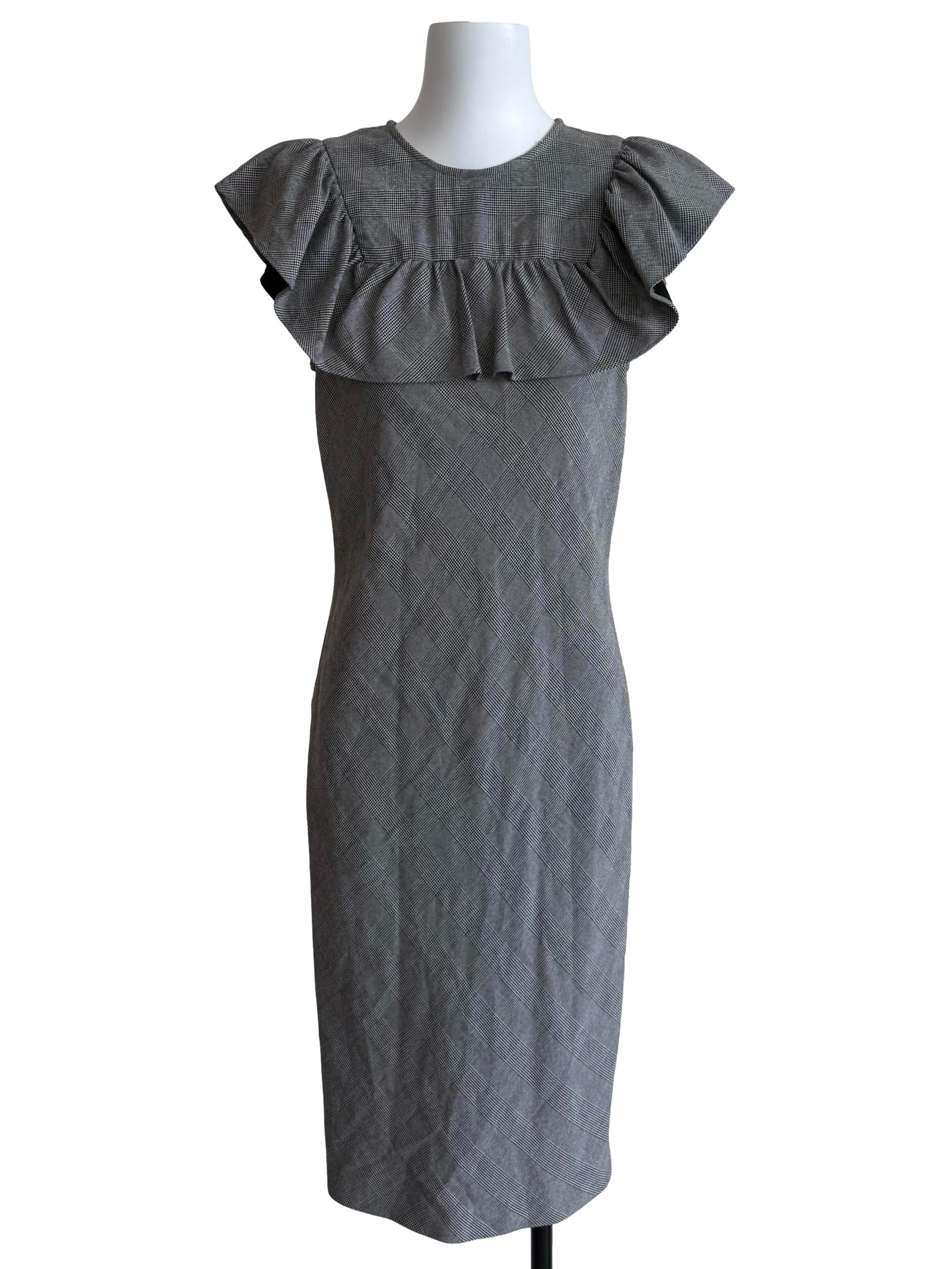 Shadow Houndstooth Cape Yoke  Dress
