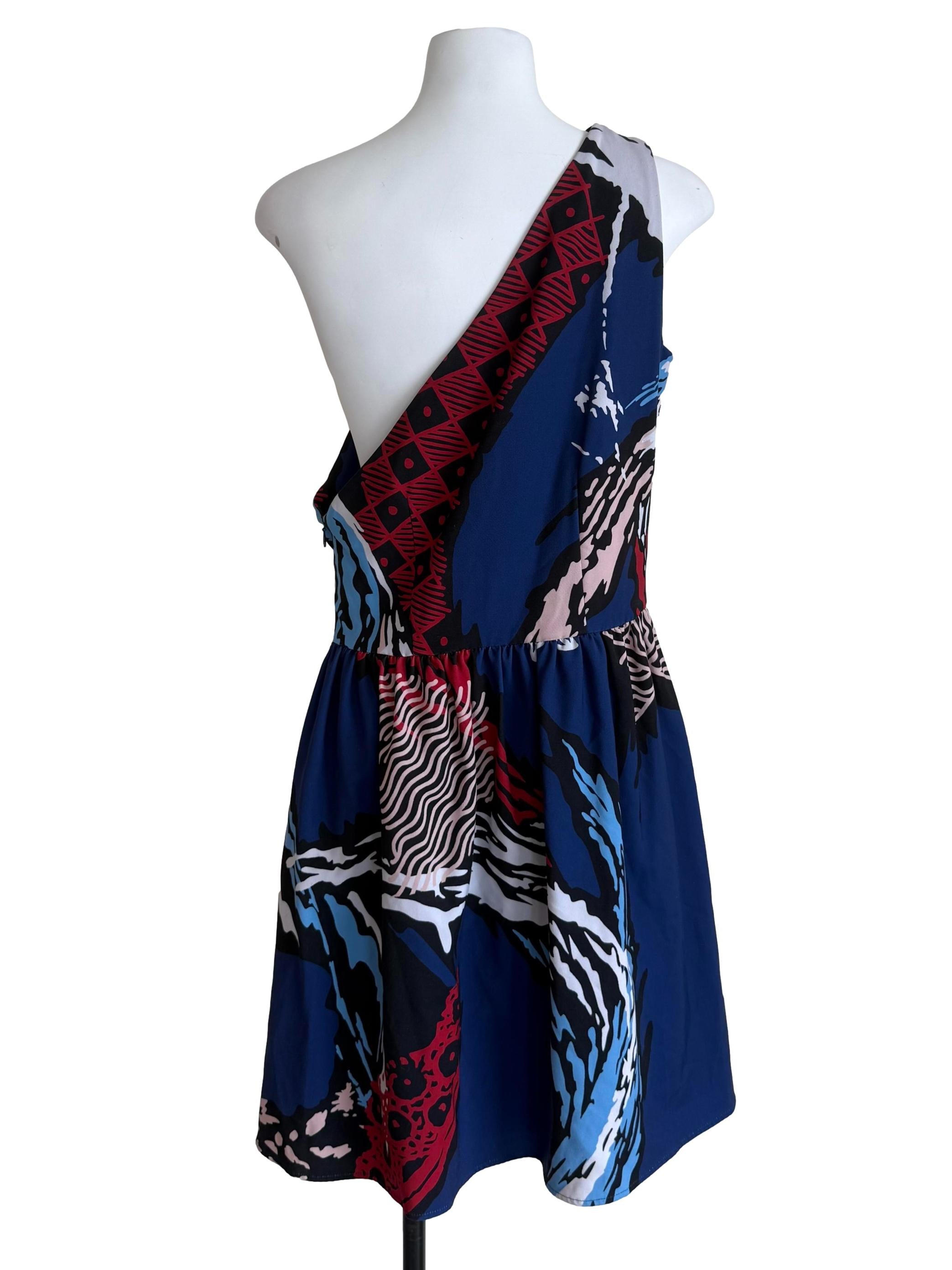 Indigo Asymmetric Bouffant Dress