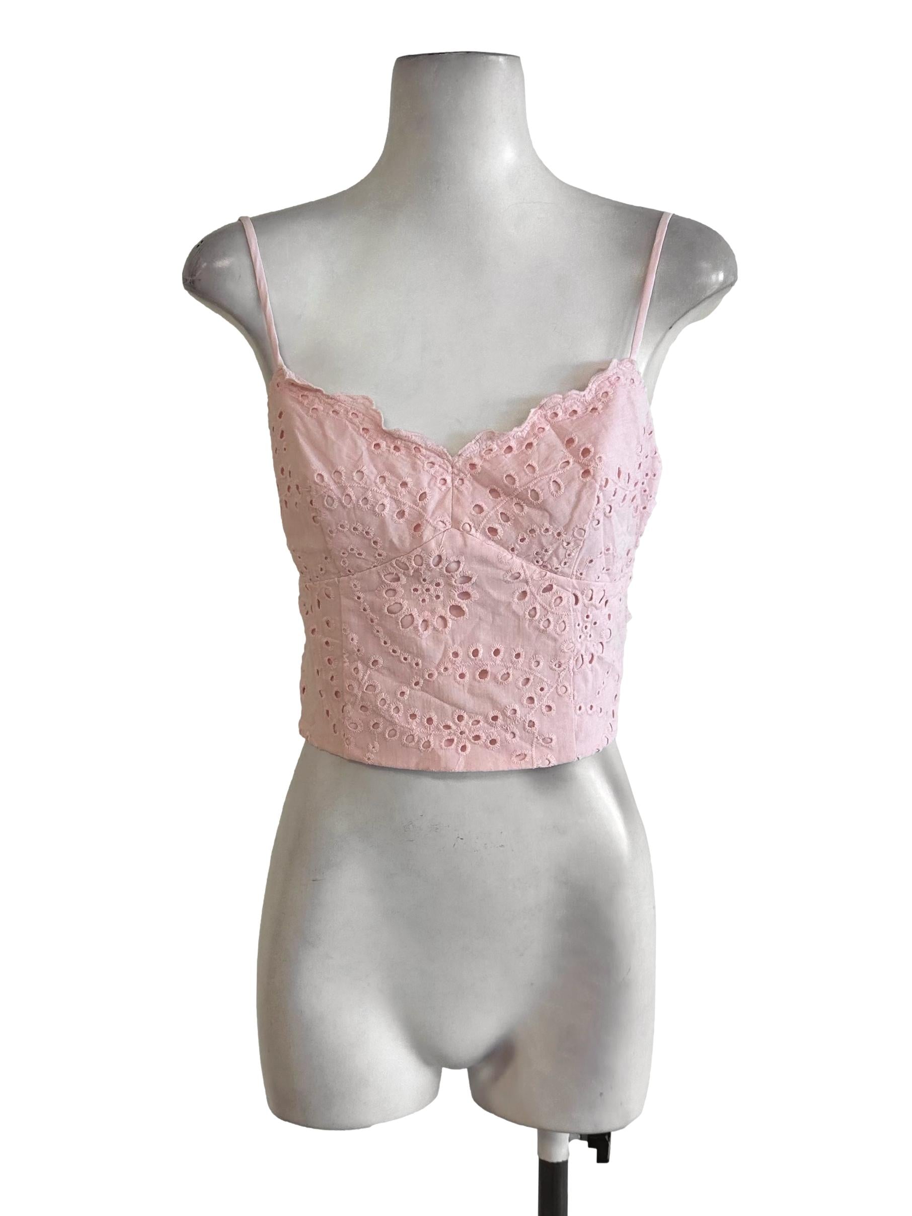 Light Pink Eyelet Embroidery Top LB