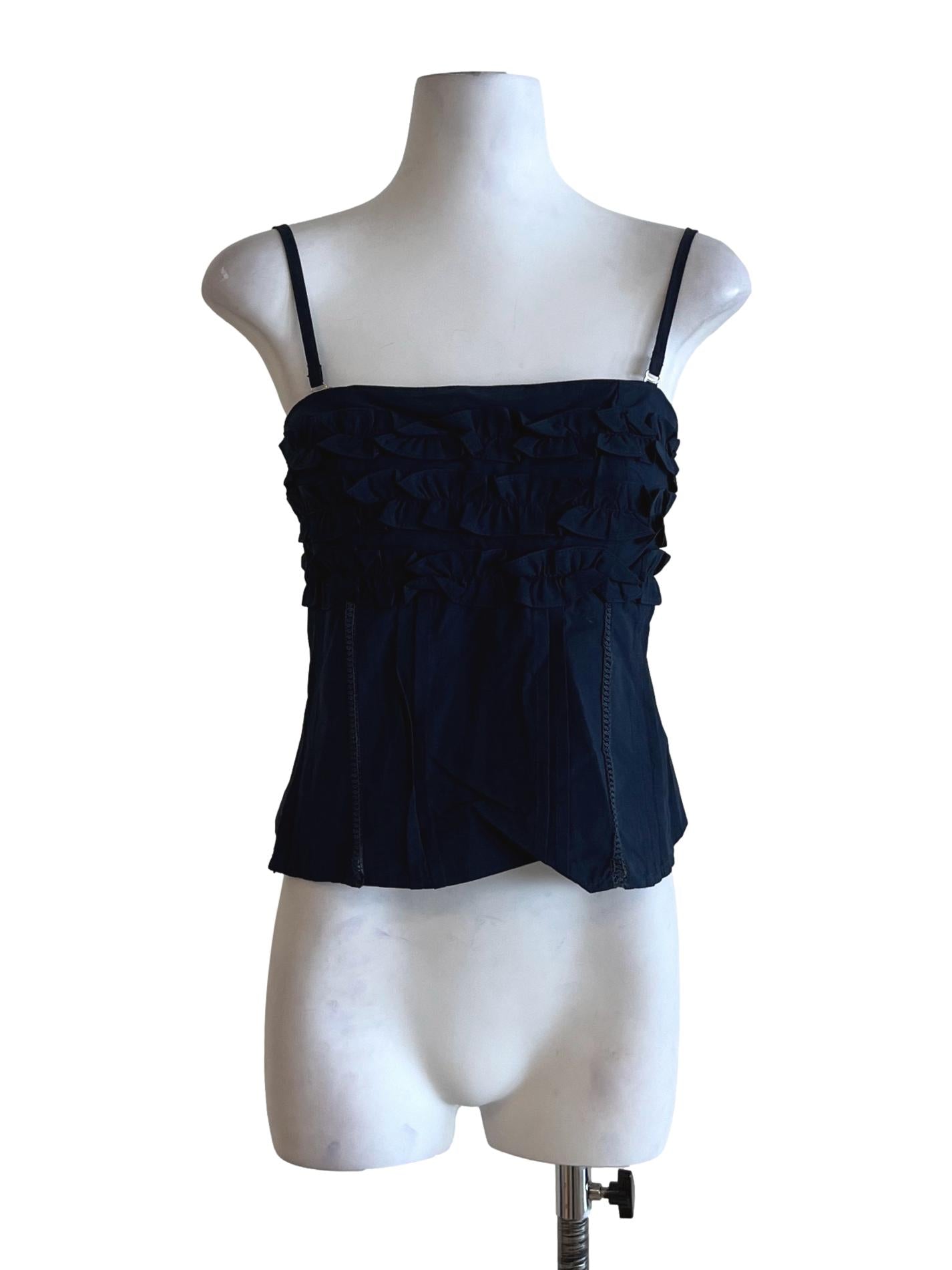 Navy Blue Spaghetti Strap Sleeveless Top