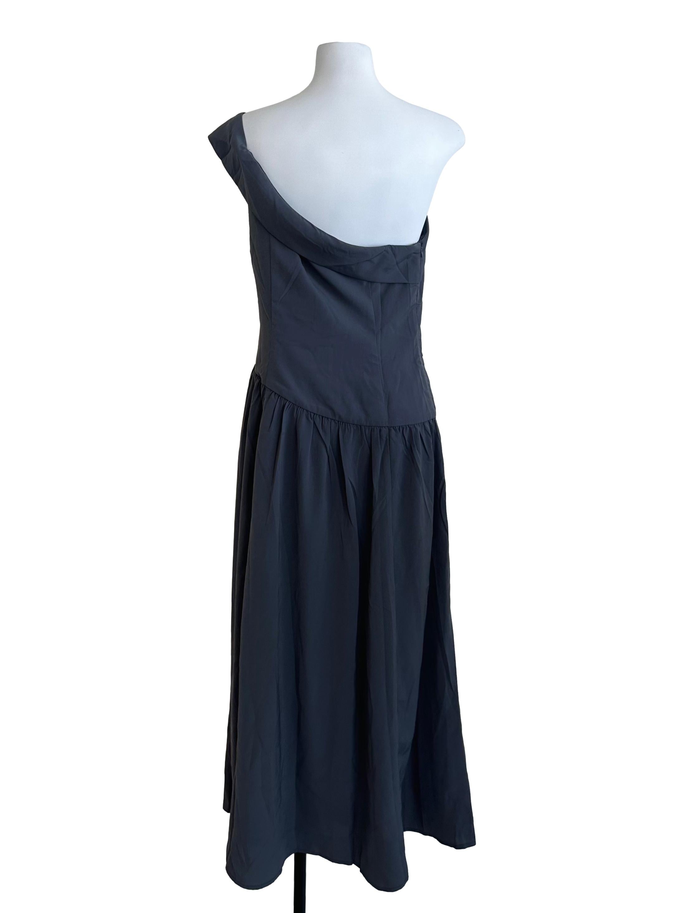 Spruce Blue One Shoulder Drop Waist Dress