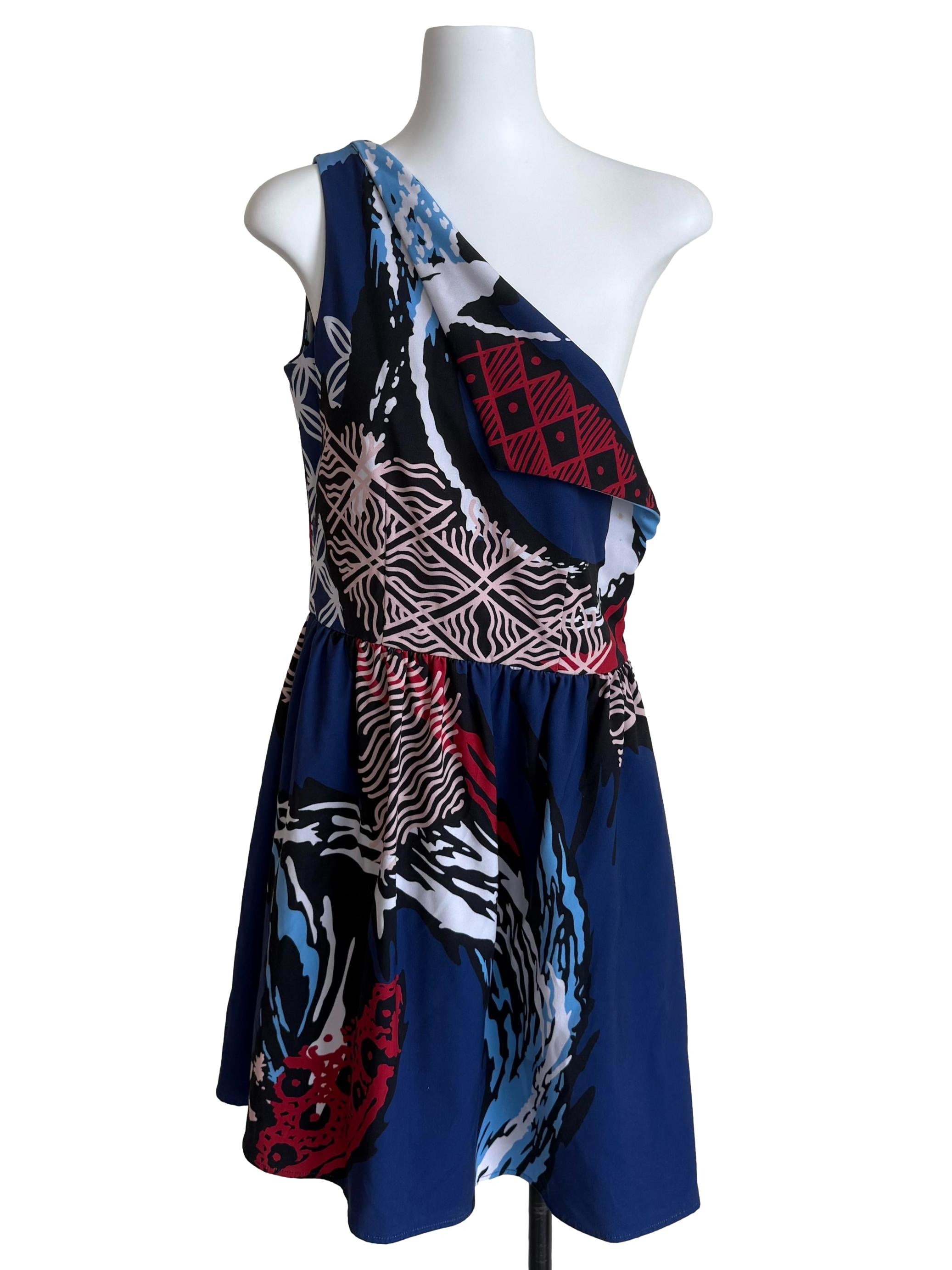 Indigo Asymmetric Bouffant Dress