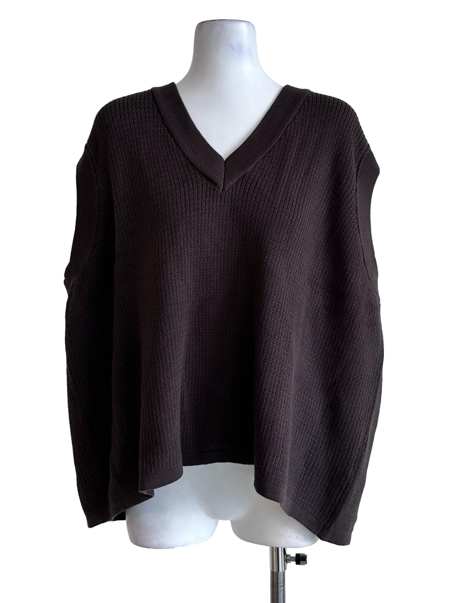 Brown V Neckline Knit Top