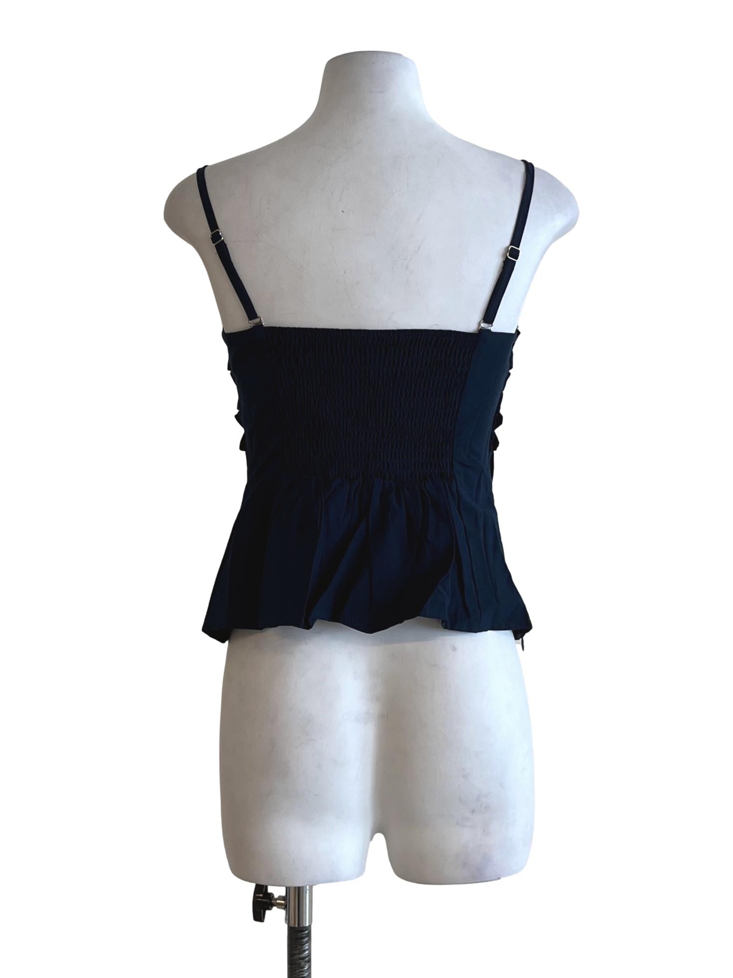 Navy Blue Spaghetti Strap Sleeveless Top