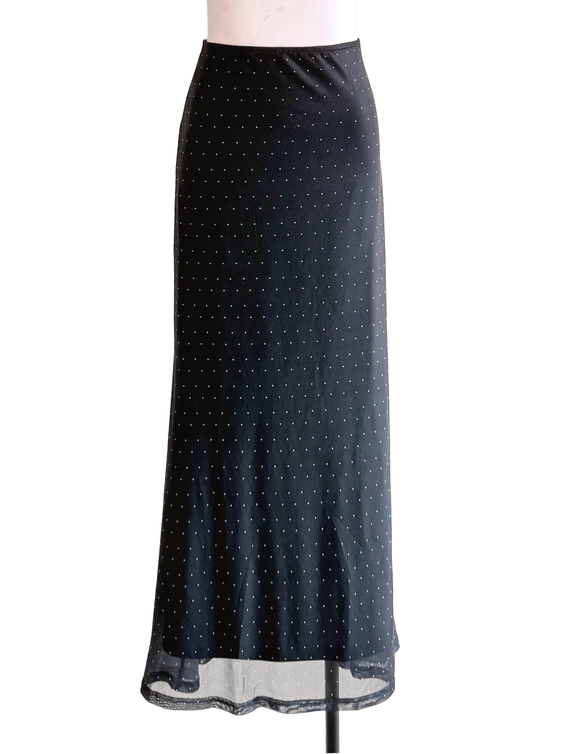 Black Polka Dot Maxi Skirt