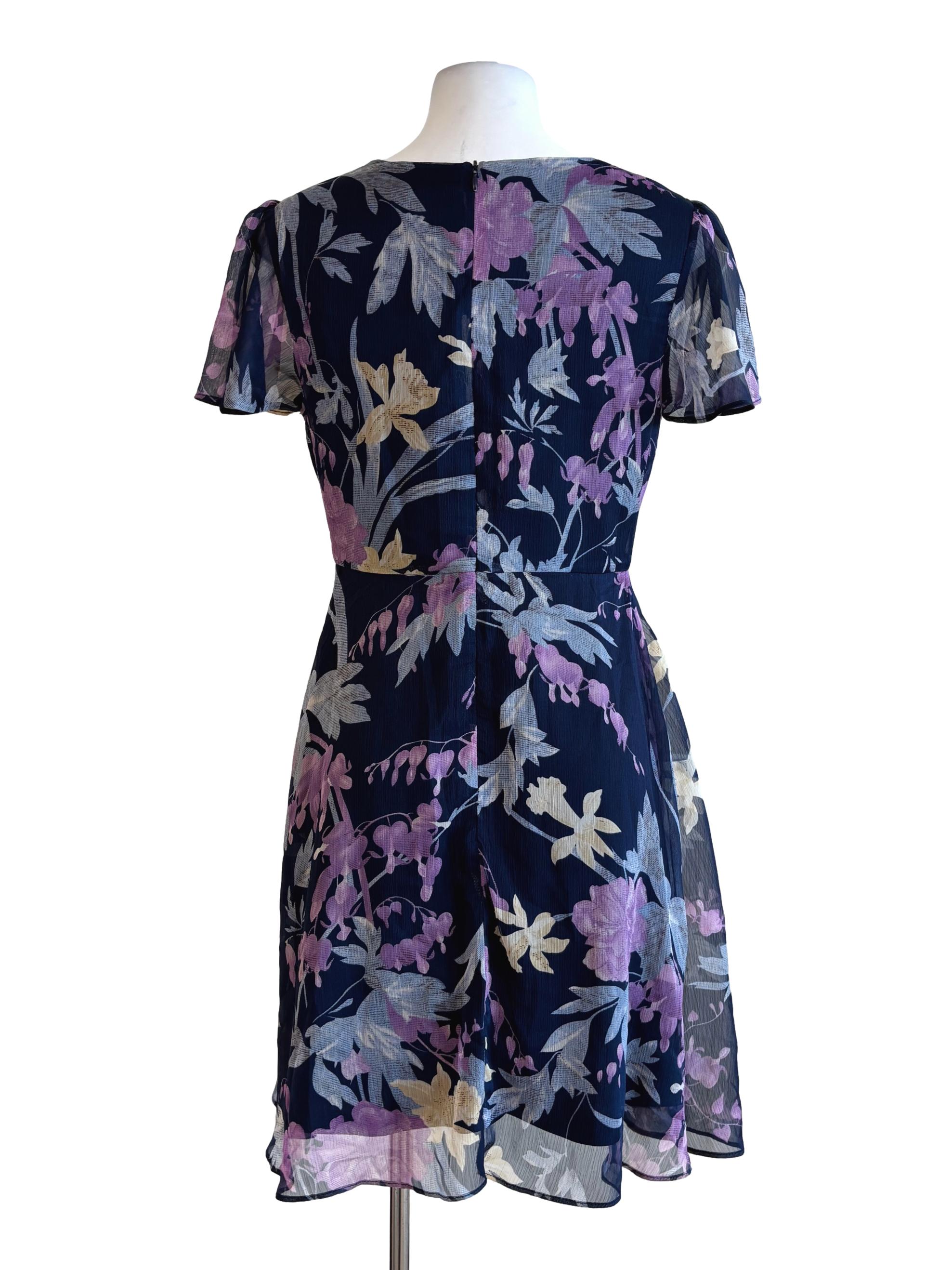 Midnight Blue Flowy Floral A-Line Dress TCL