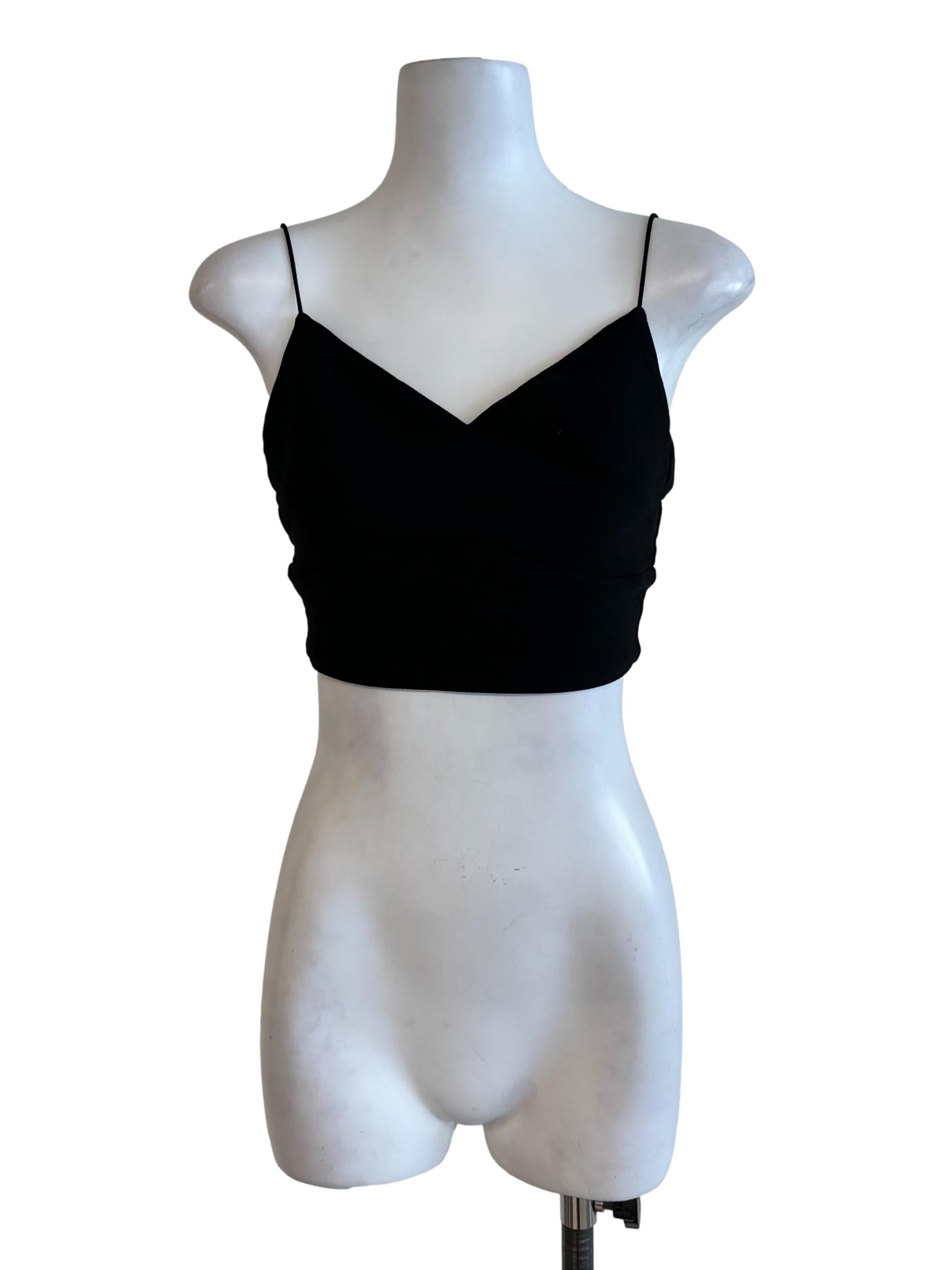 Black V Neck Spaghetti Strap Backless Top