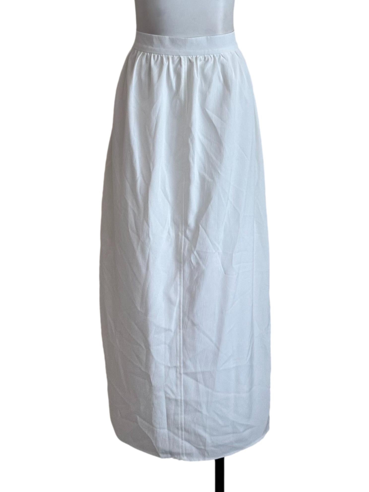 Ivory White High Waist Slit Skirt
