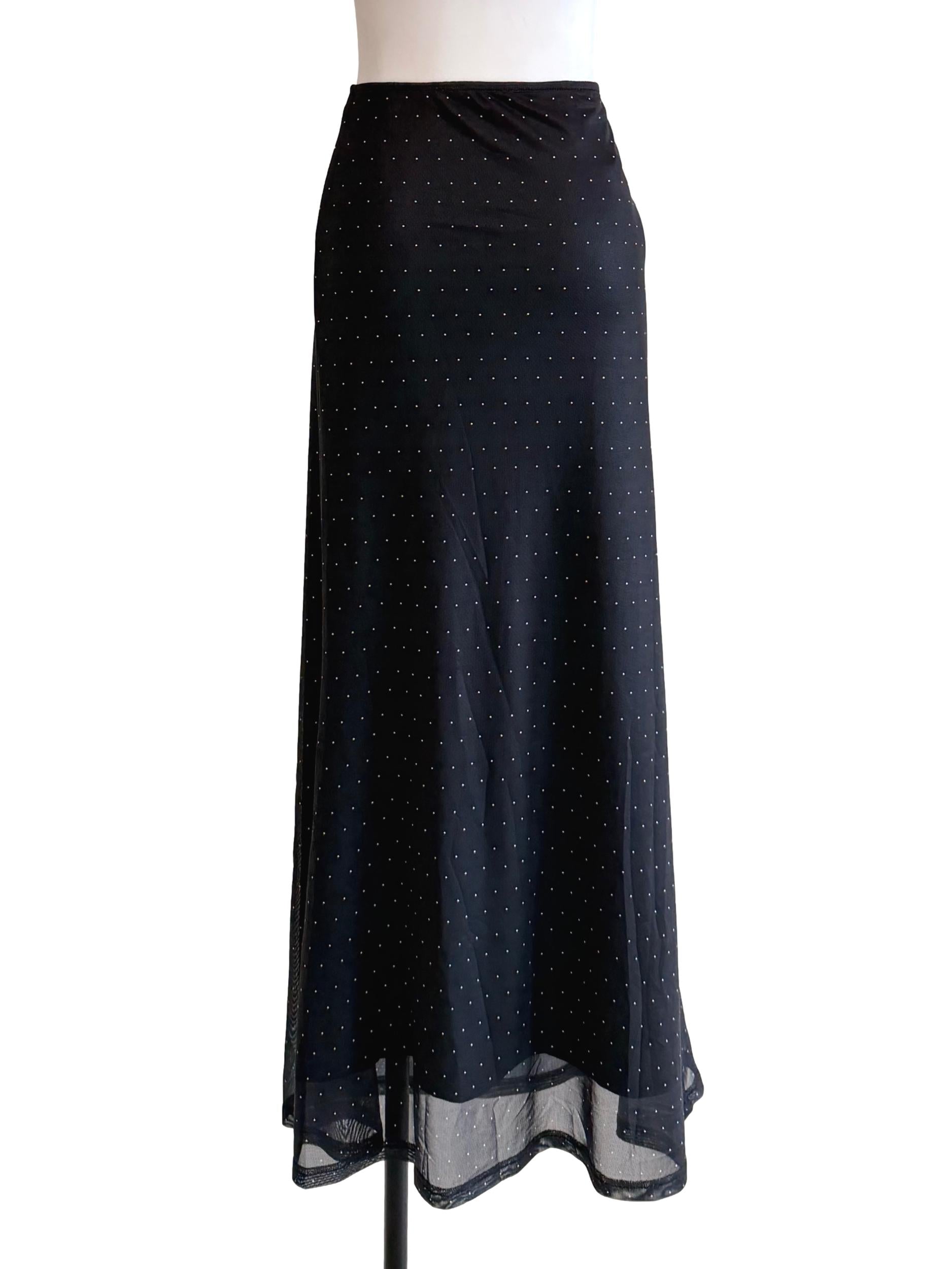 Black Polka Dot Maxi Skirt