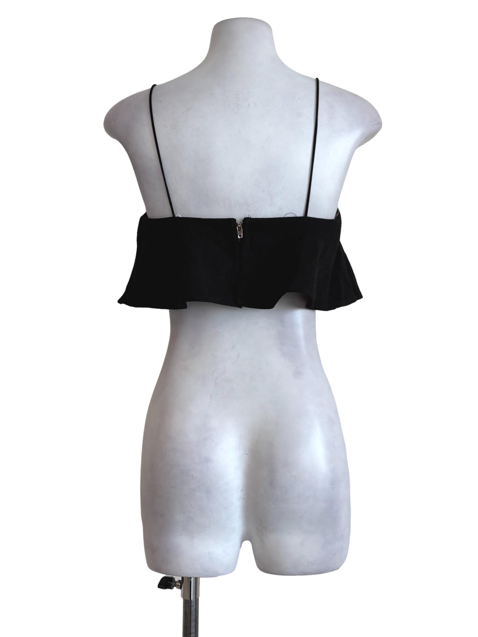 Black Pleated Layered Crop Top