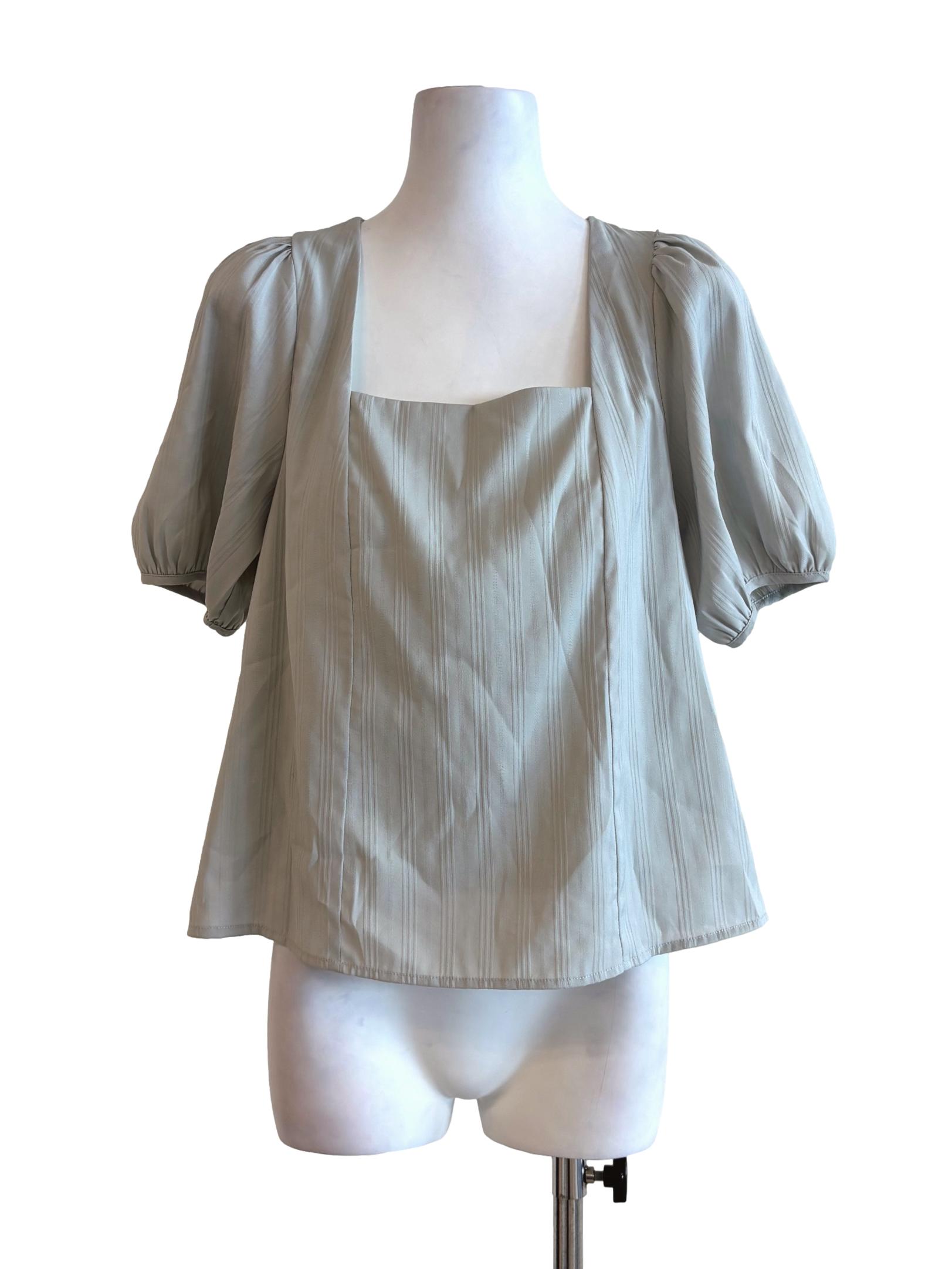 Basil Green Square Neck Blouse TWL