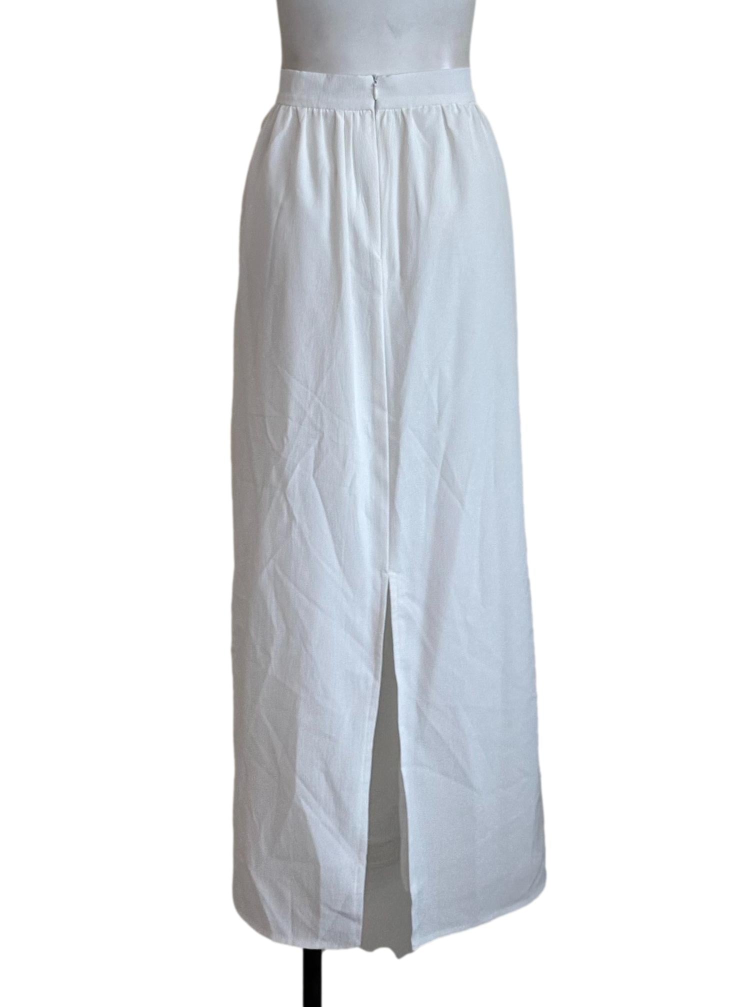 Ivory White High Waist Slit Skirt