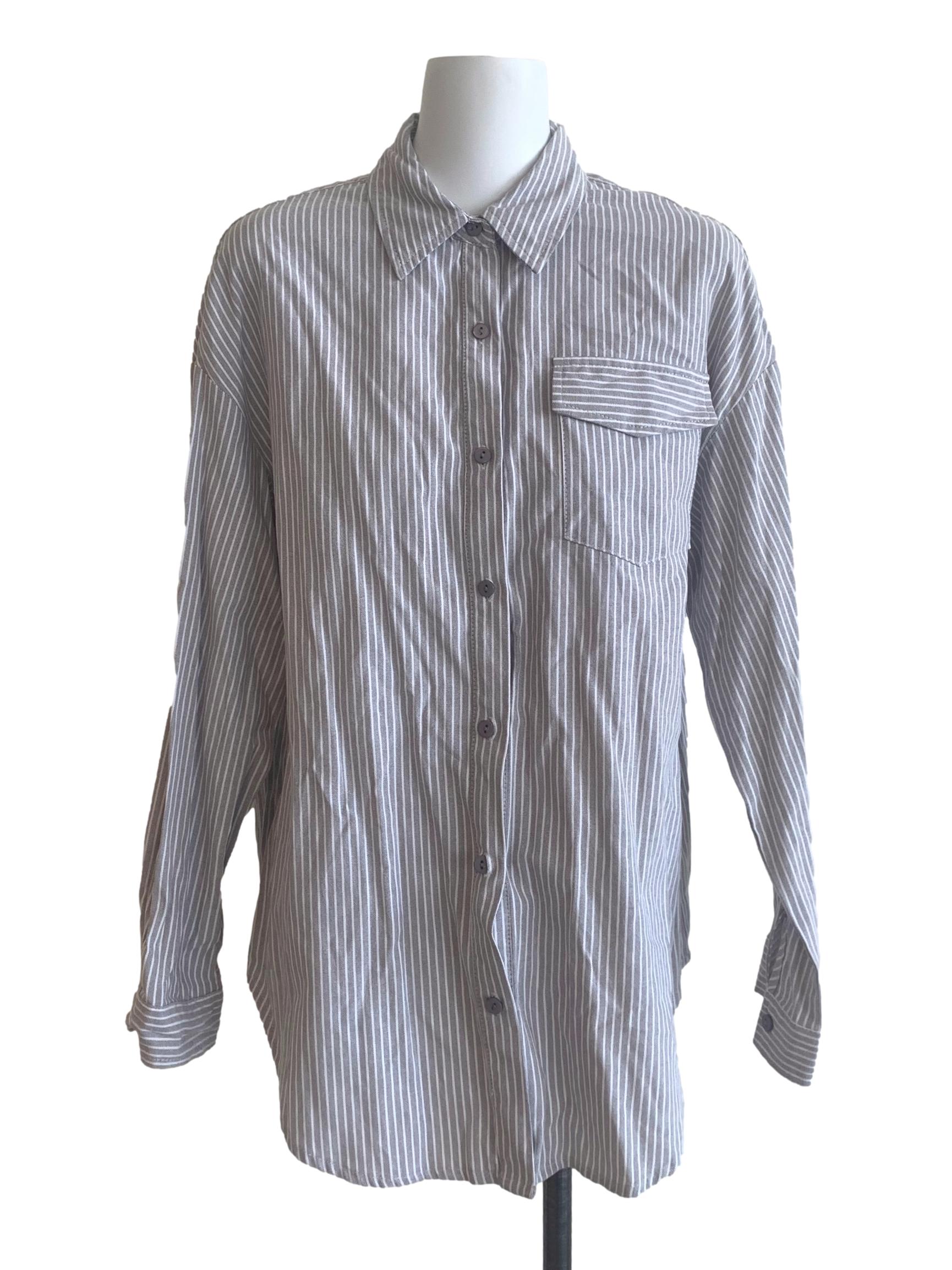 Grey Bengal Stripe Collared Top TTR