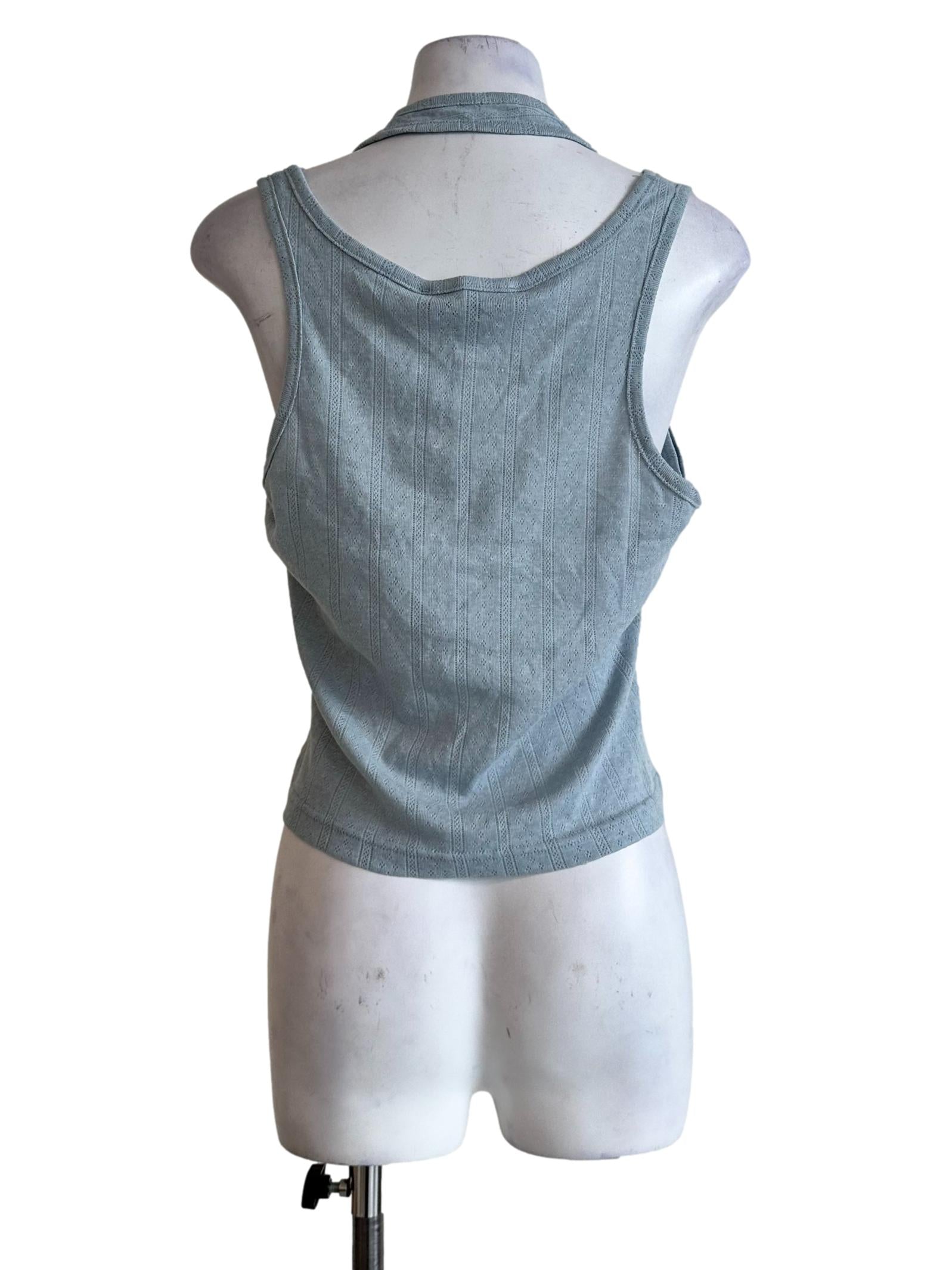 Sky Blue Embroidery Halter Top