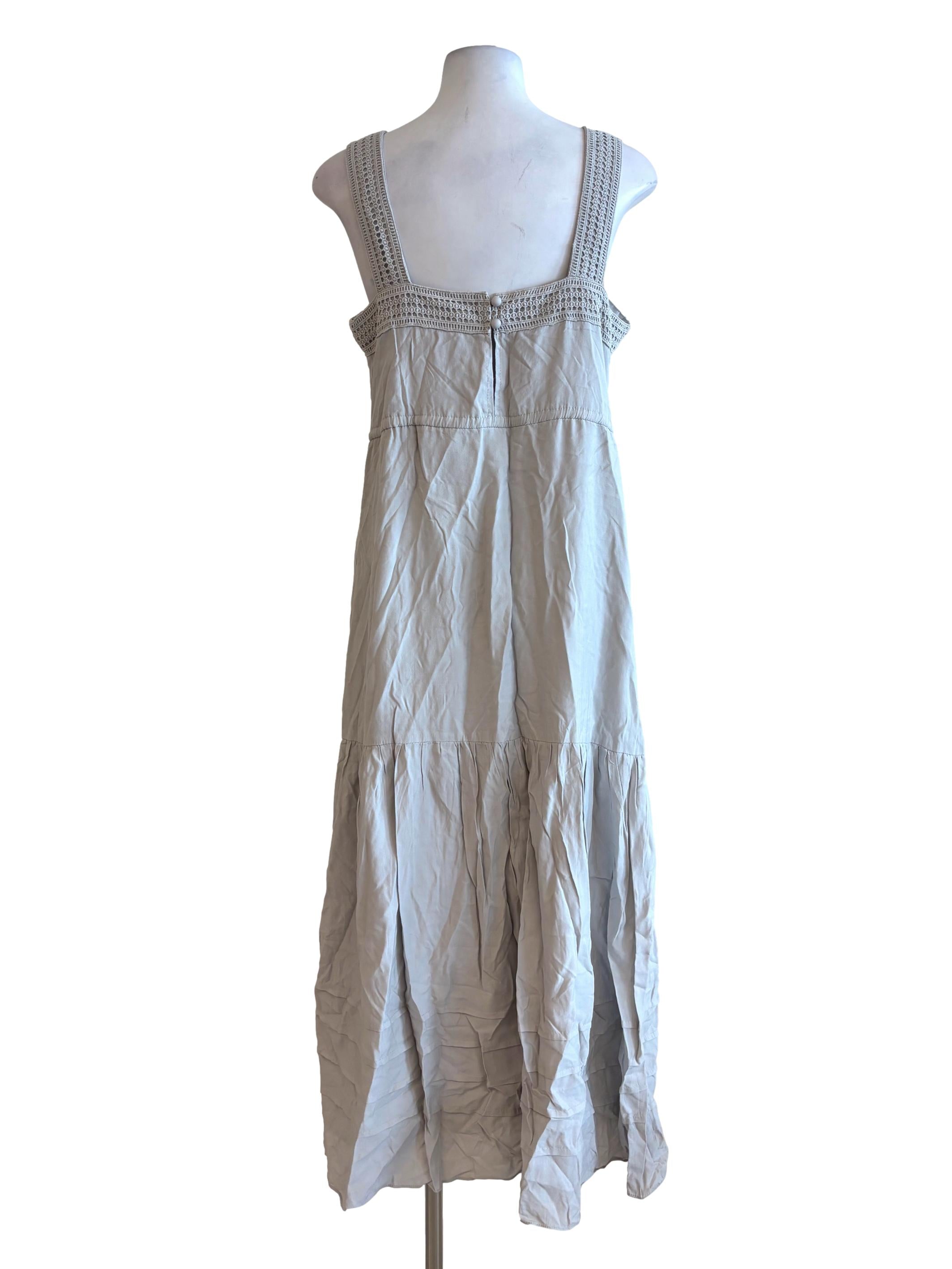 Chrome Grey Apron Neck Cotton Midi Dress