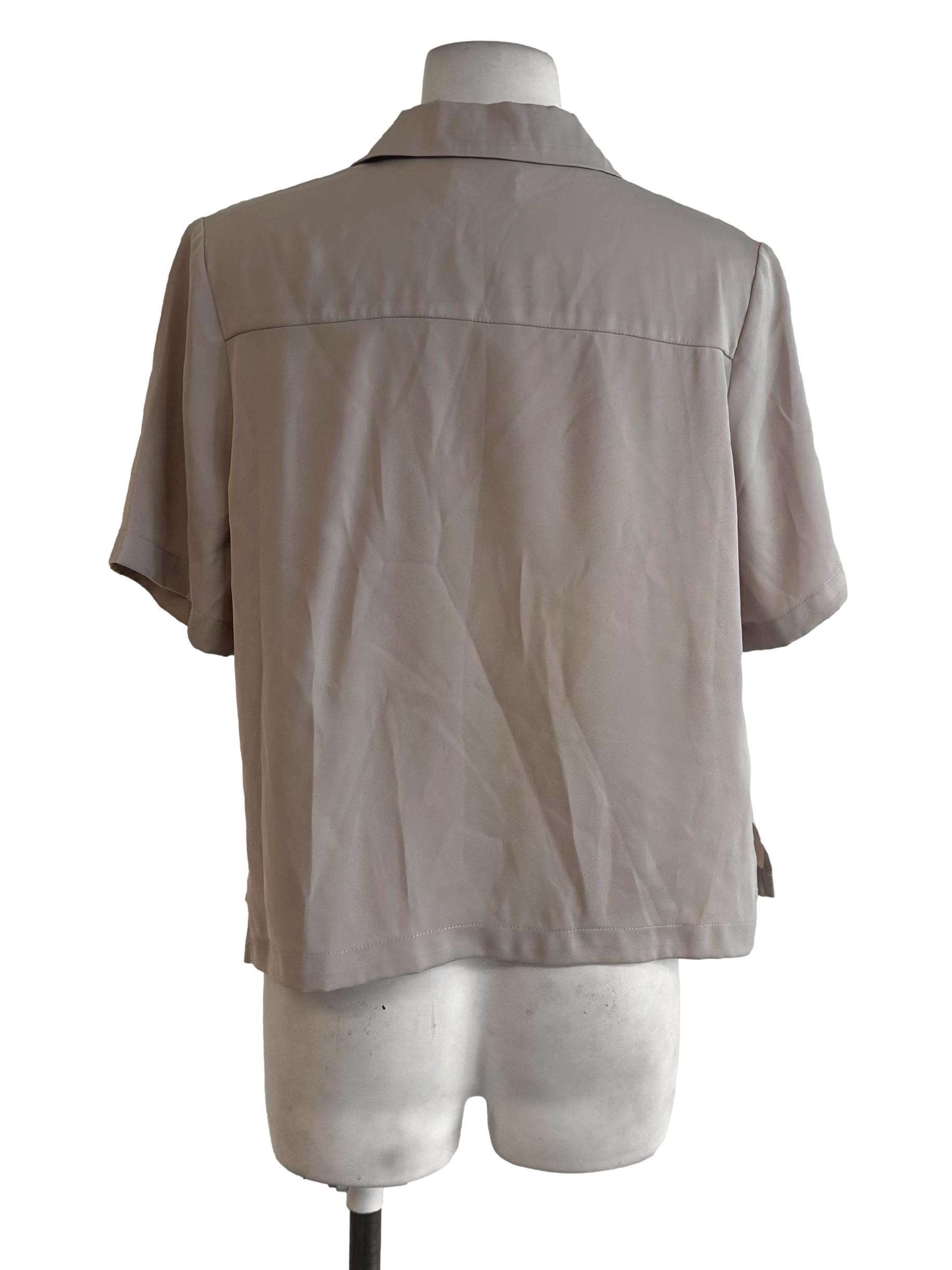 Hazel Beige Collar Top