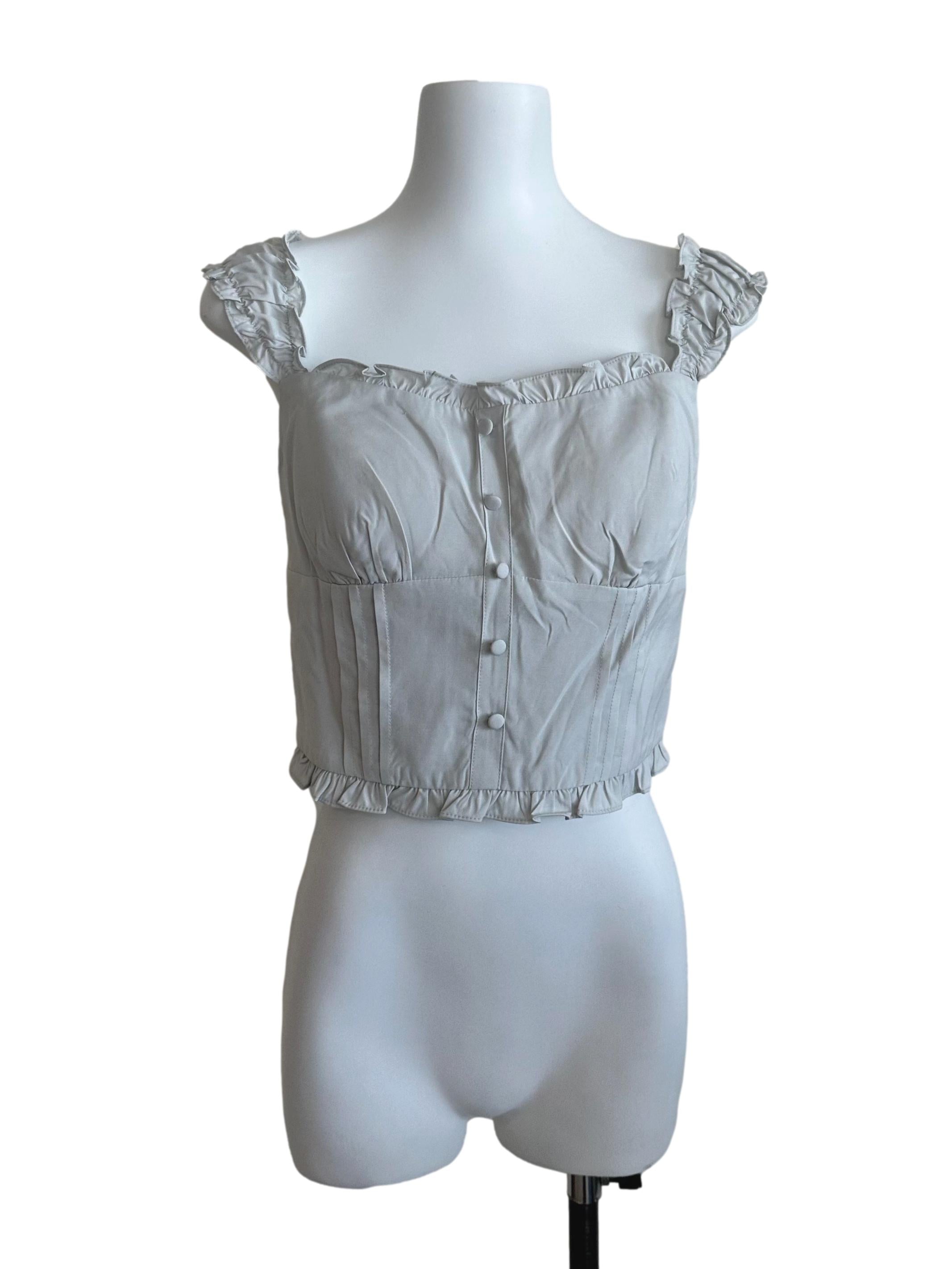 Ash Grey Ruffle Strap Button Top