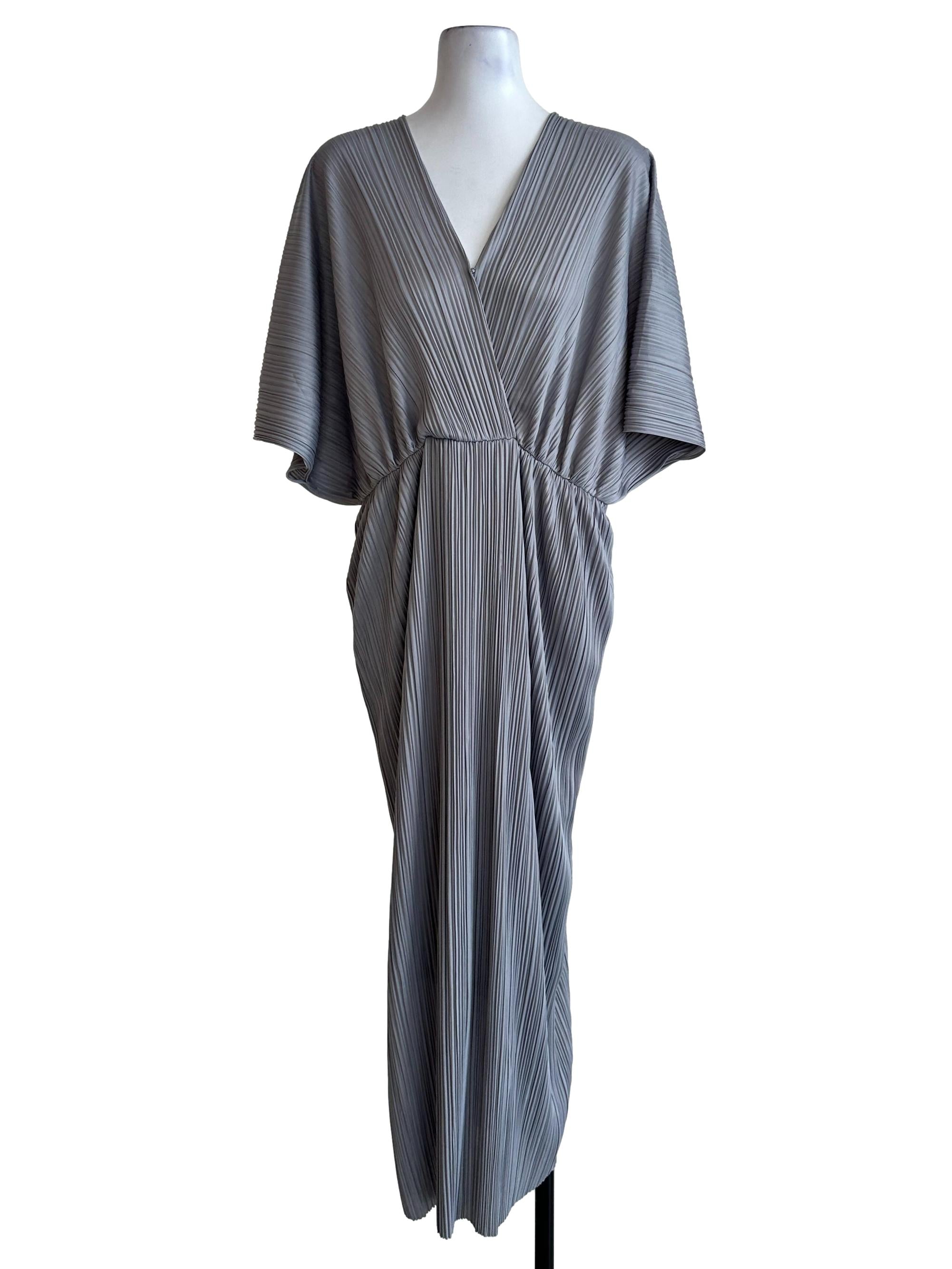 Dove Grey Pleated Maxi Dress