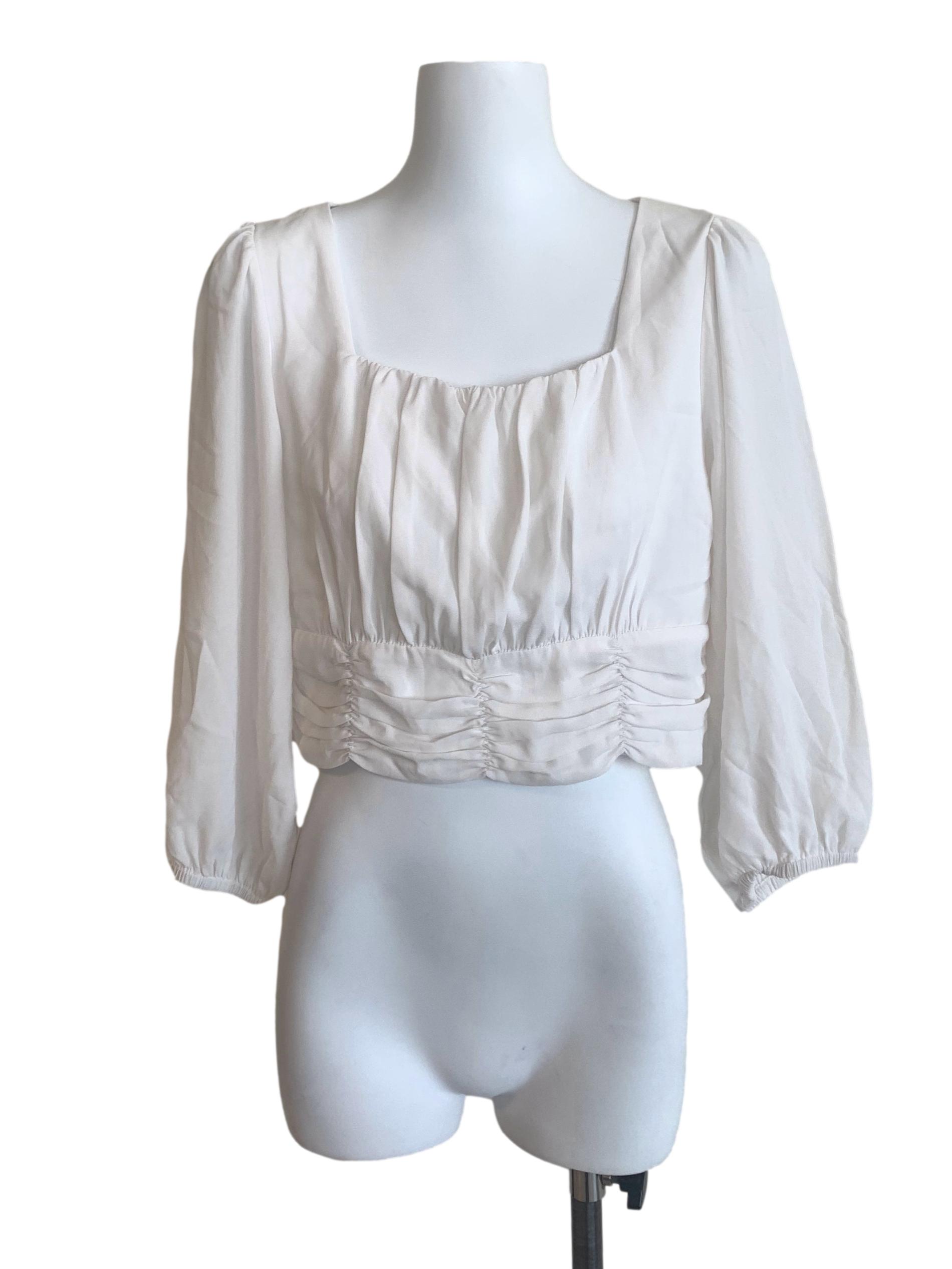 White Square Neck Top