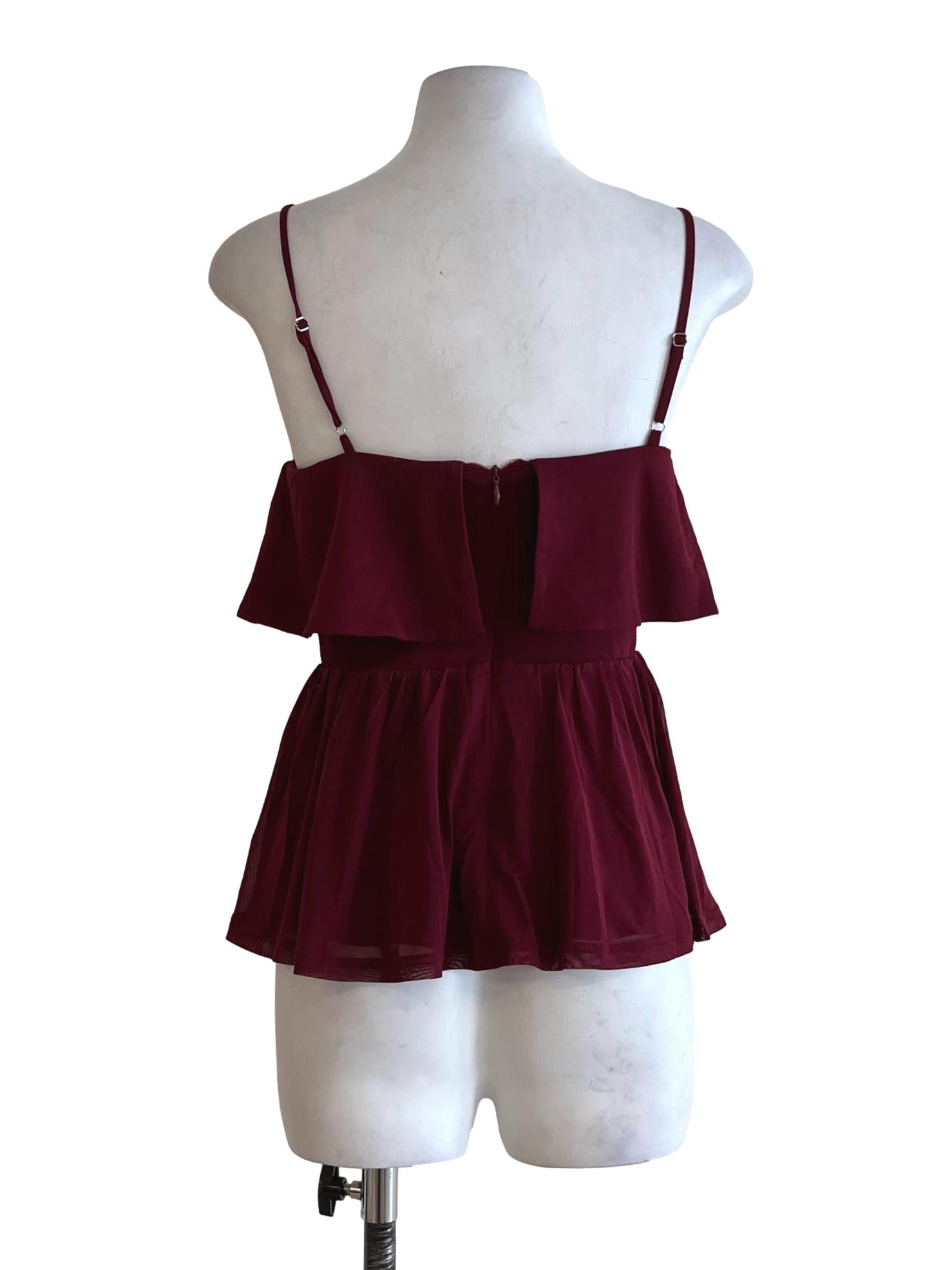 Wine Red Spaghetti Strap Sleeveless Top