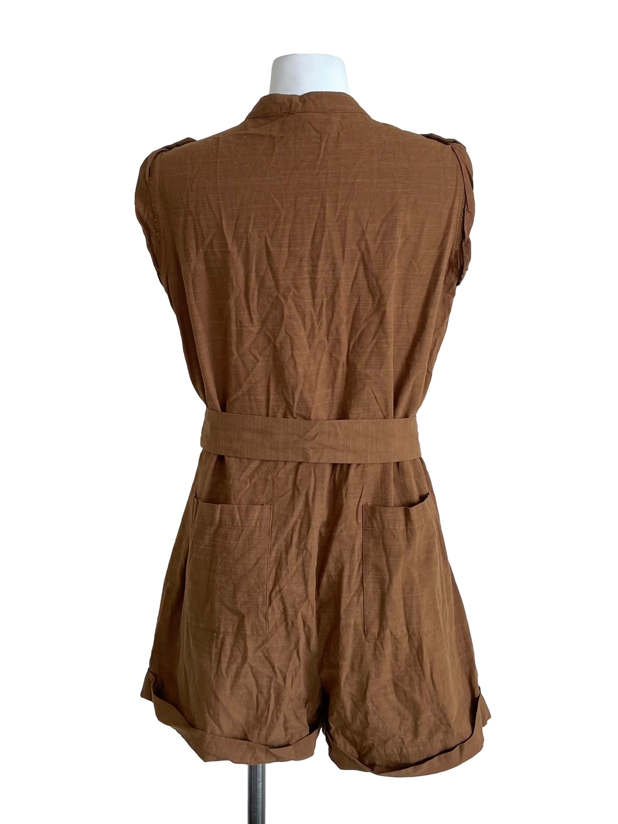 Caramel Cuffed Button Down Romper