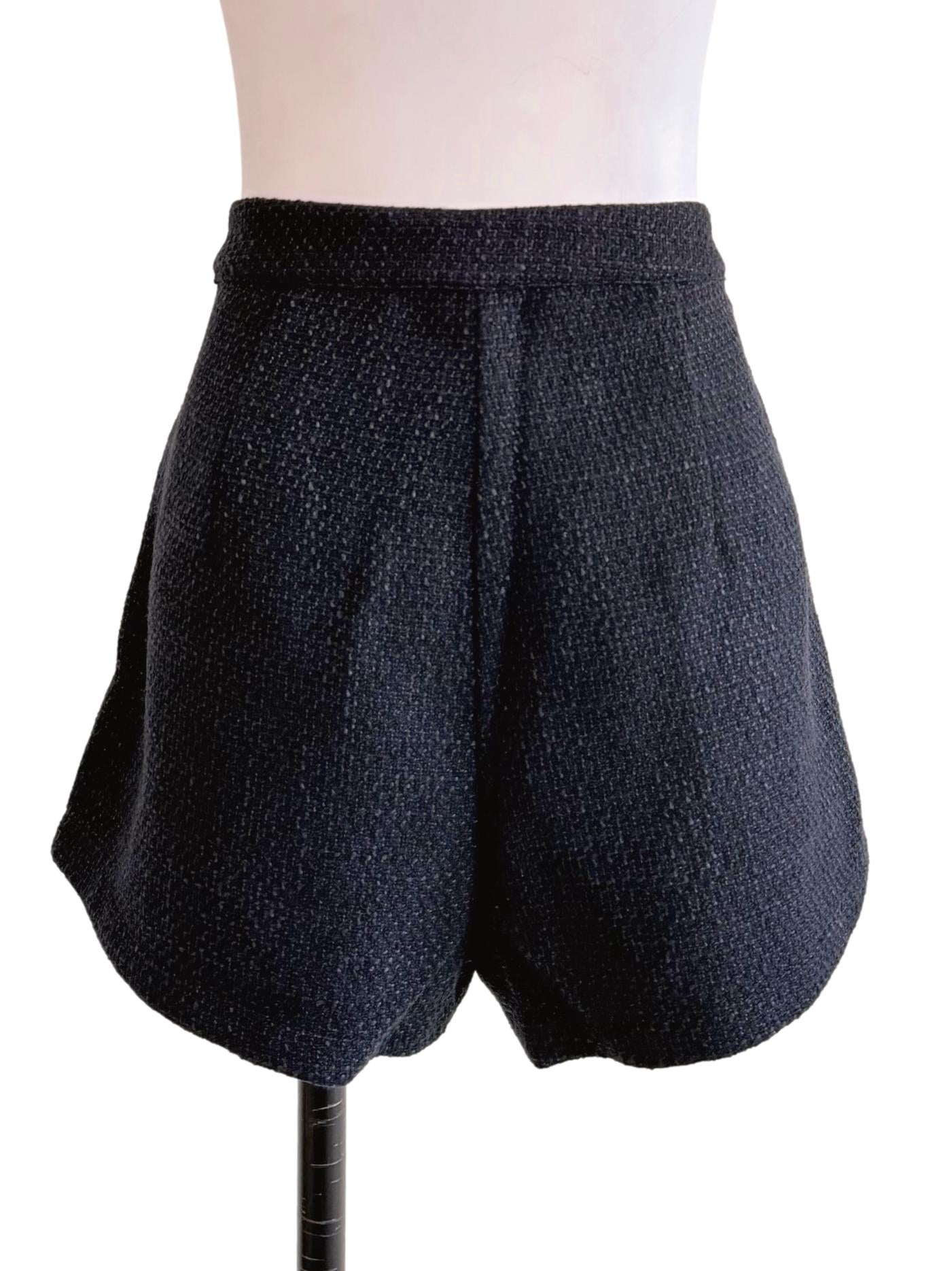 Dark Blue Tweed Shorts