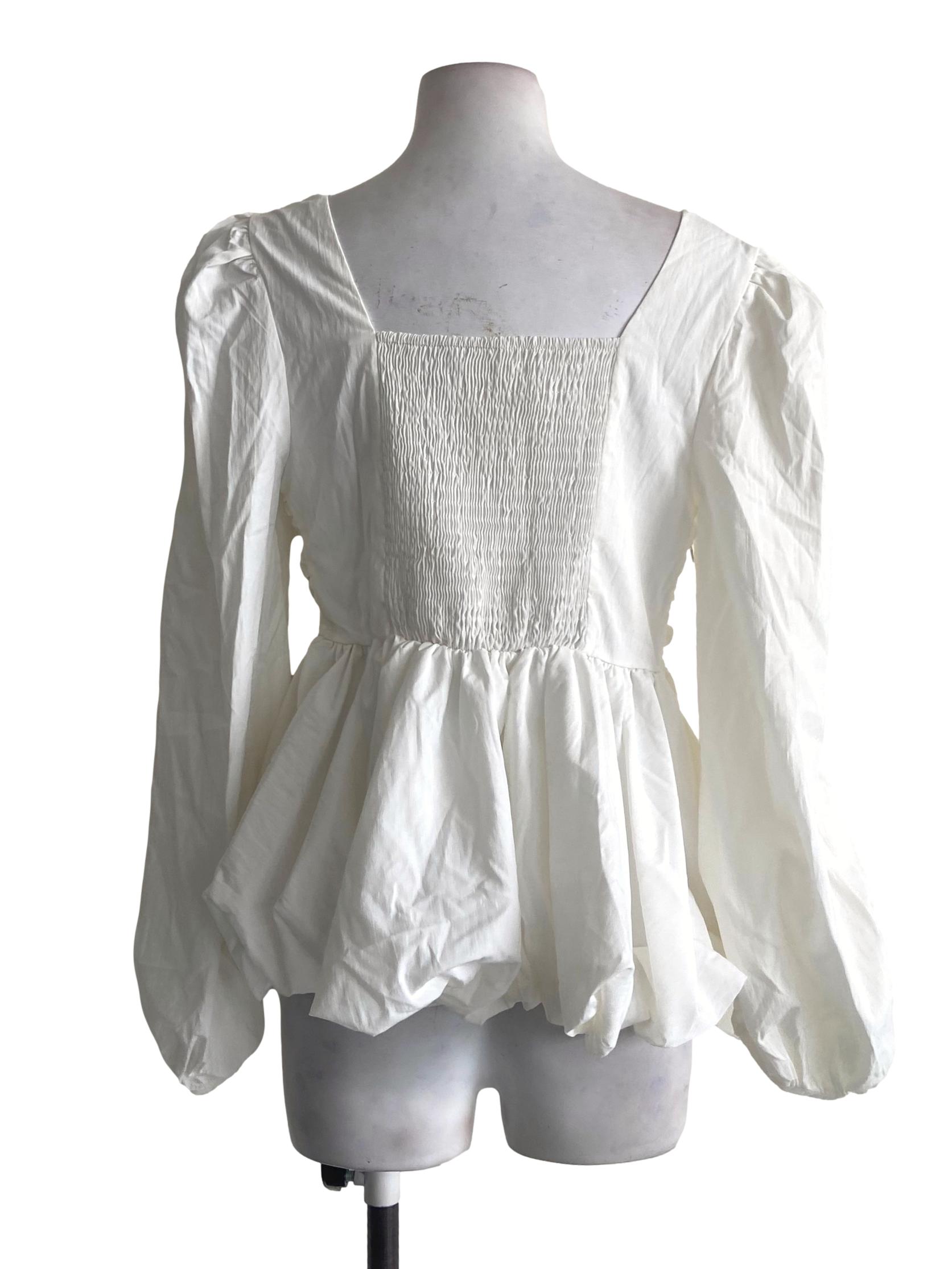 White Square Neck Bubble Mini Dress