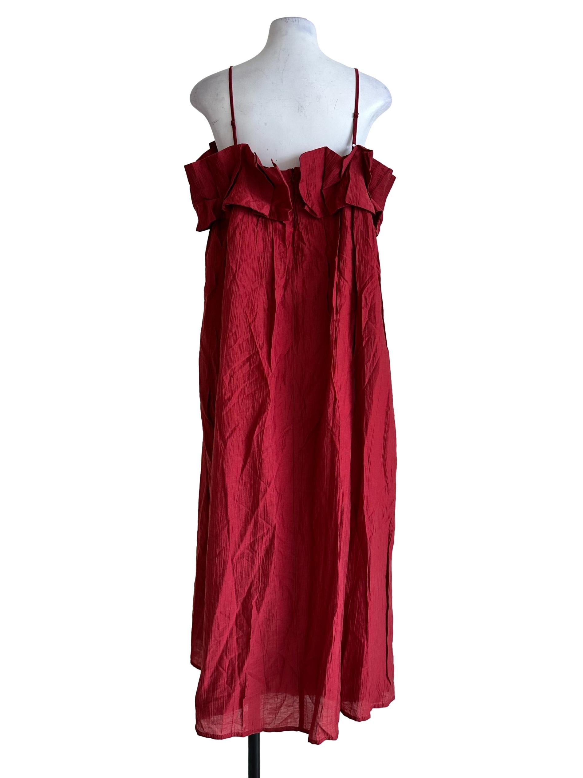 Apple Red Textured Maxi Dress