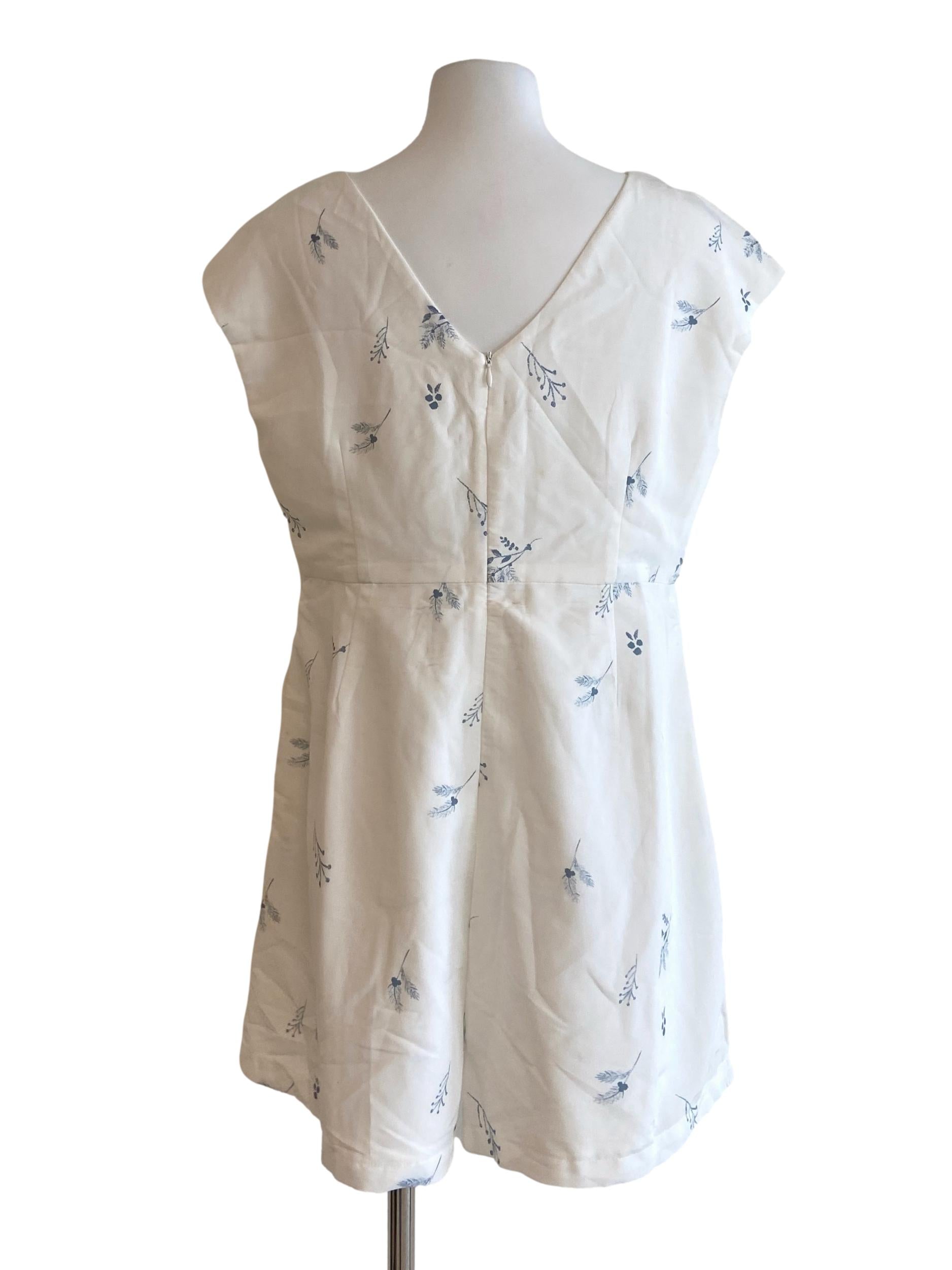 White & Floral V Neck Rompers