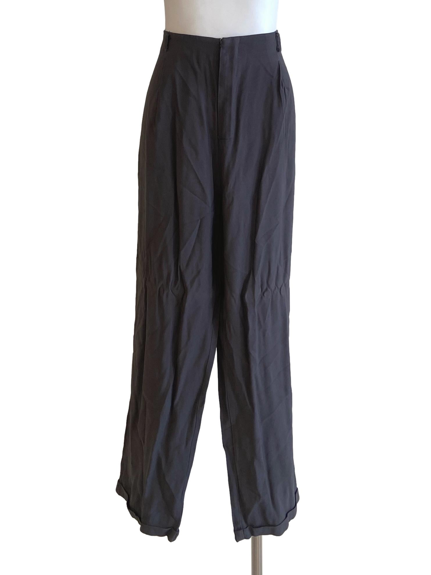 Porpoise Grey Herringbone High Waist Formal Pants LB