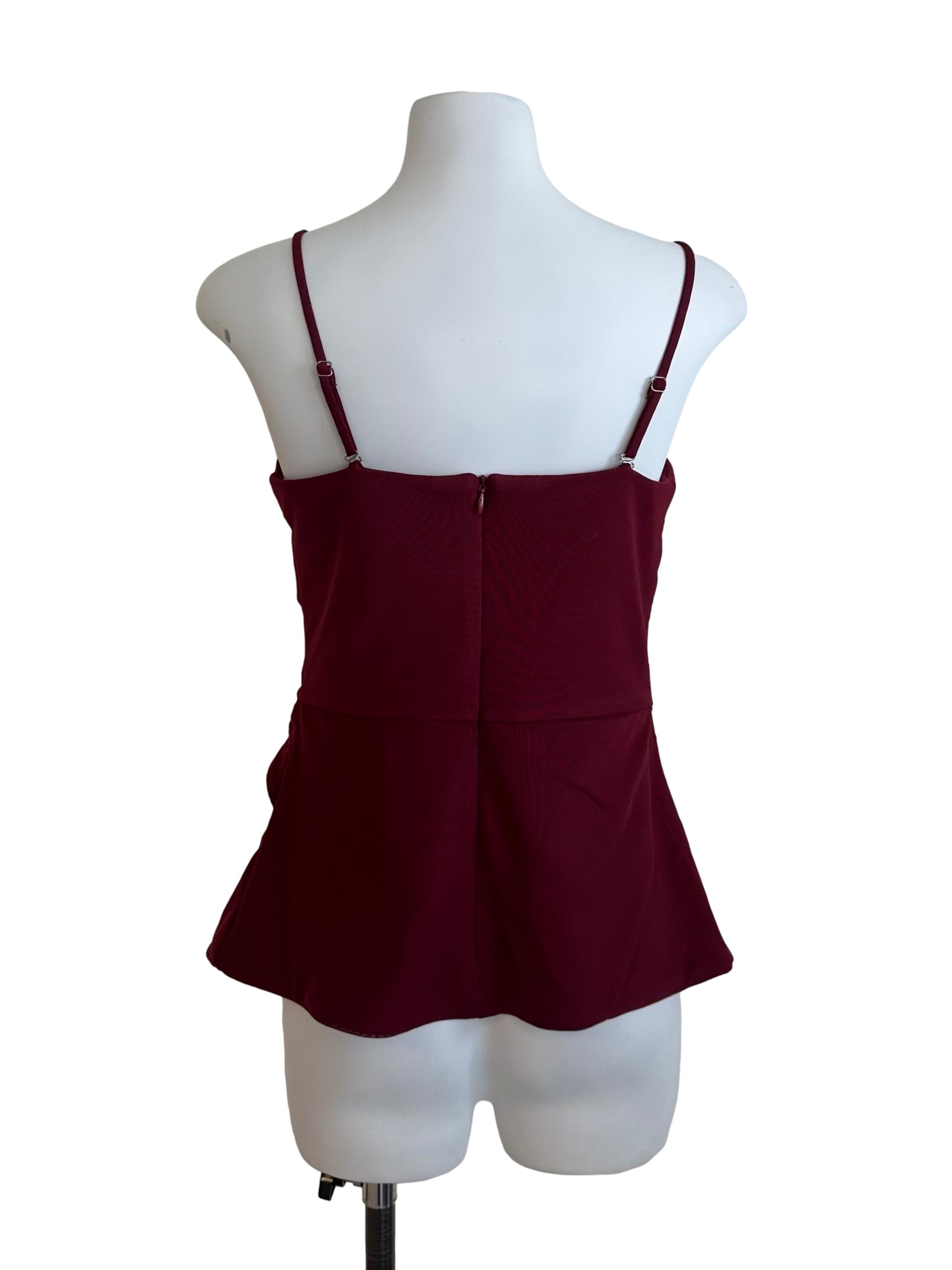 Maroon Red Sweetheart Front Slit Top