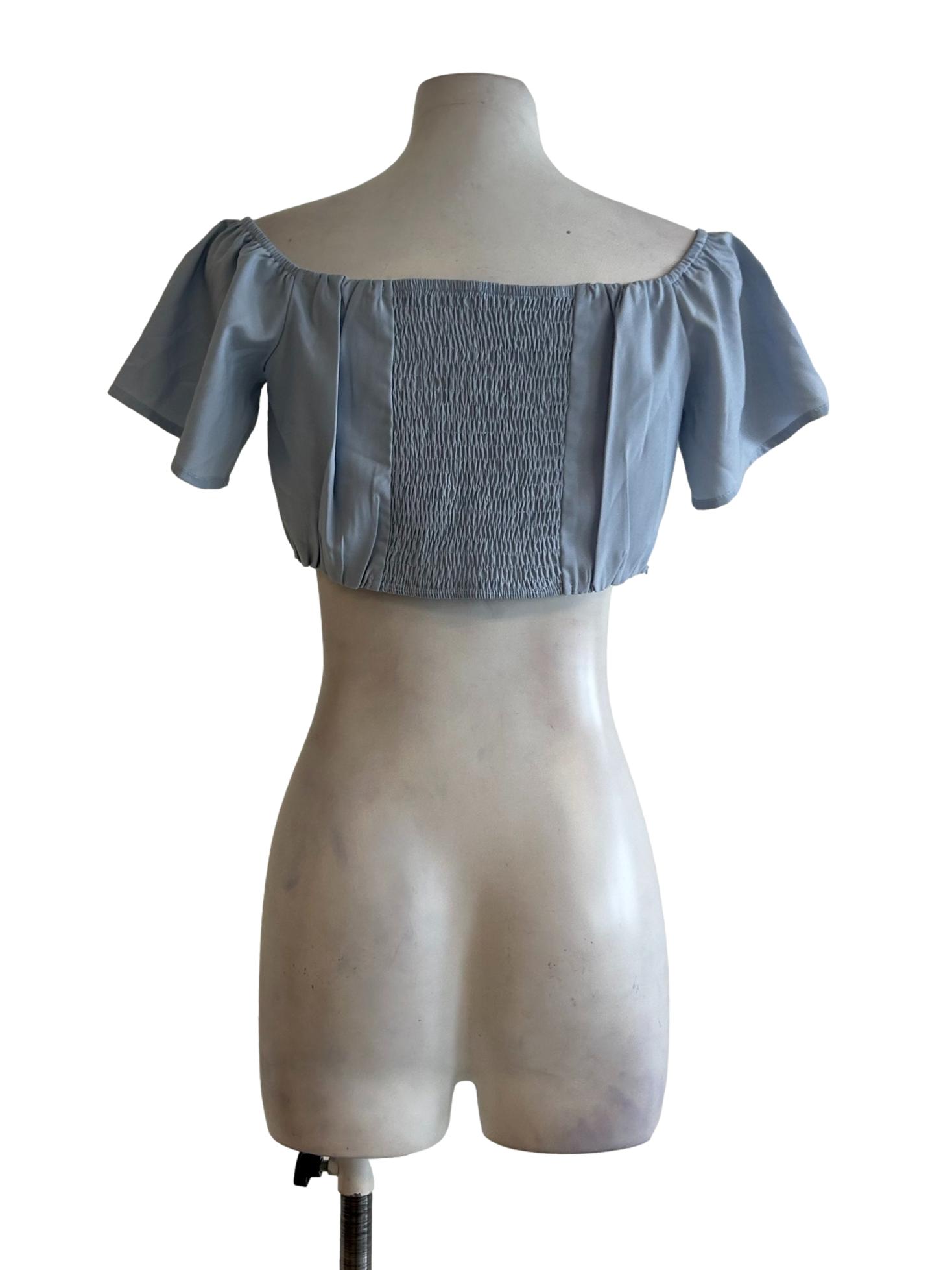Baby Blue Smocked Cropped Top