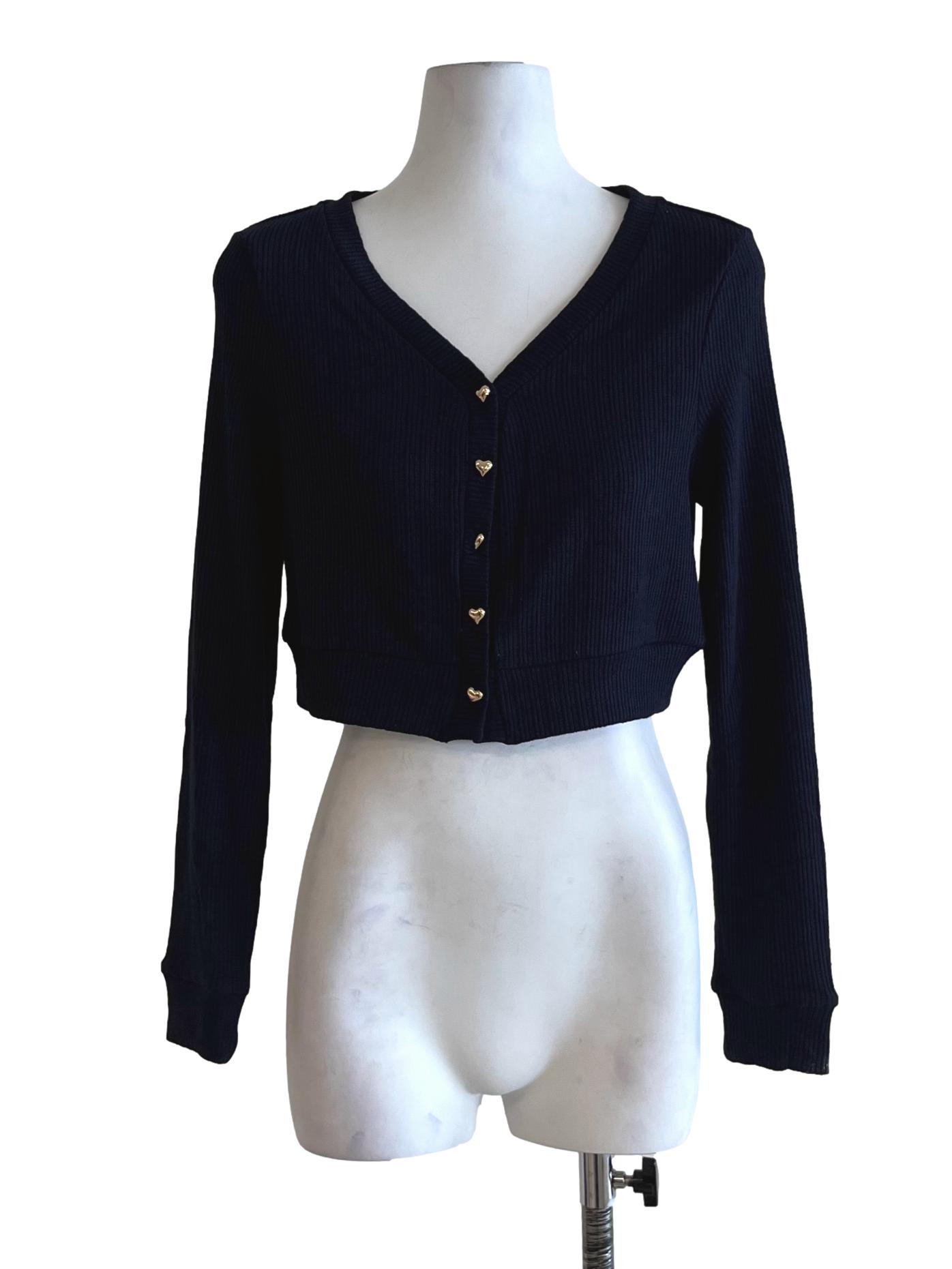 Navy Blue V-Neckline Cardigan