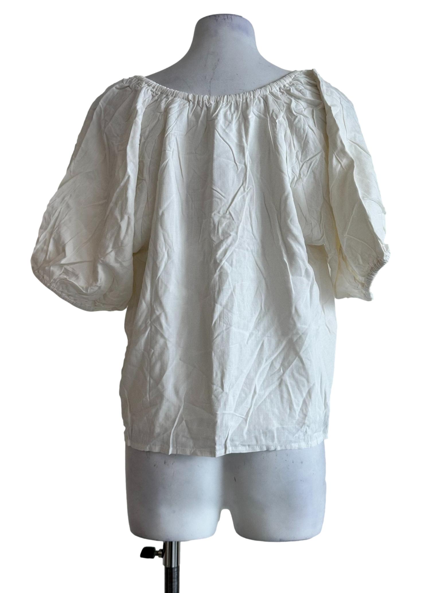 Off White Round Neck Top