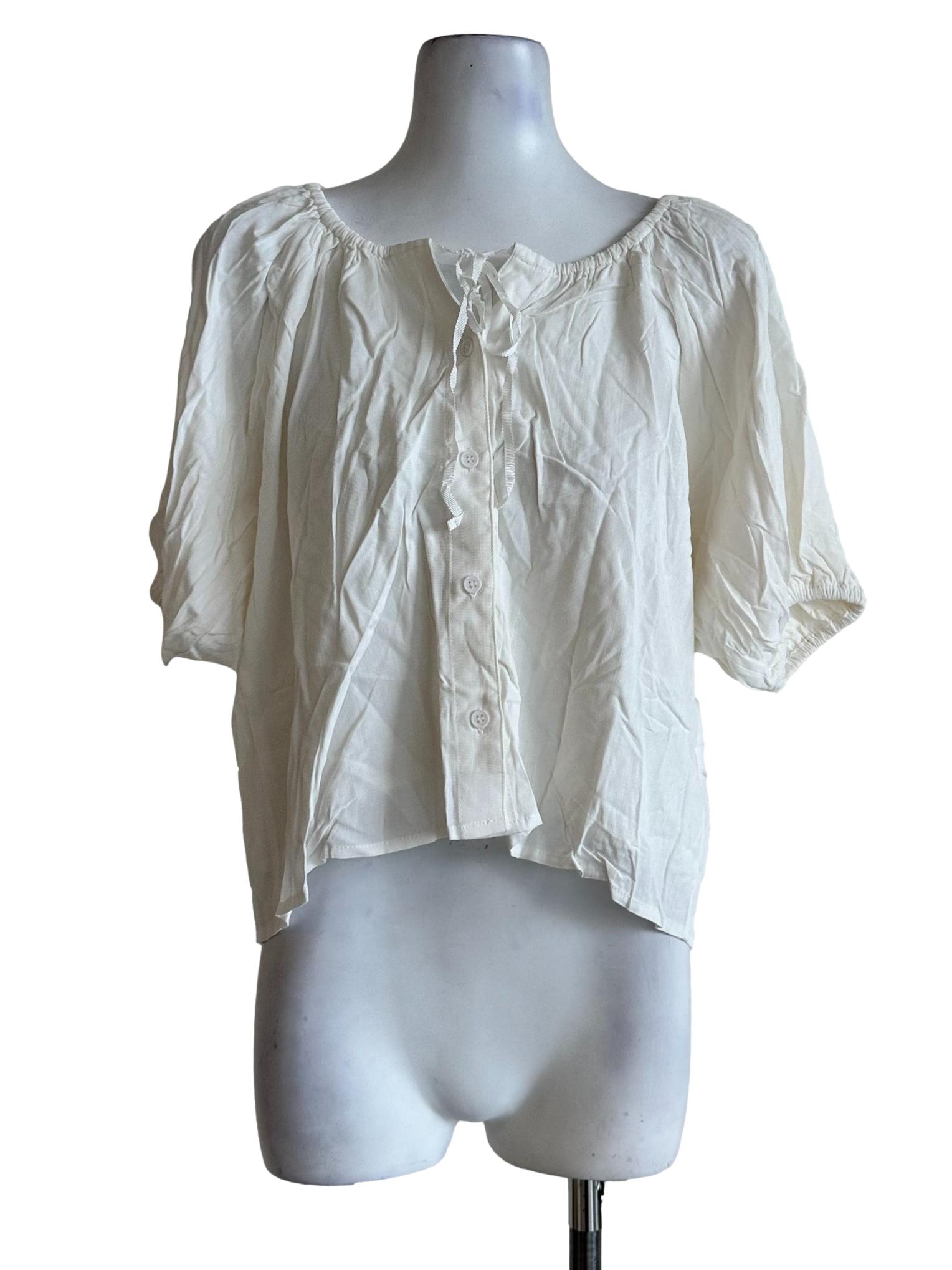 Off White Round Neck Top