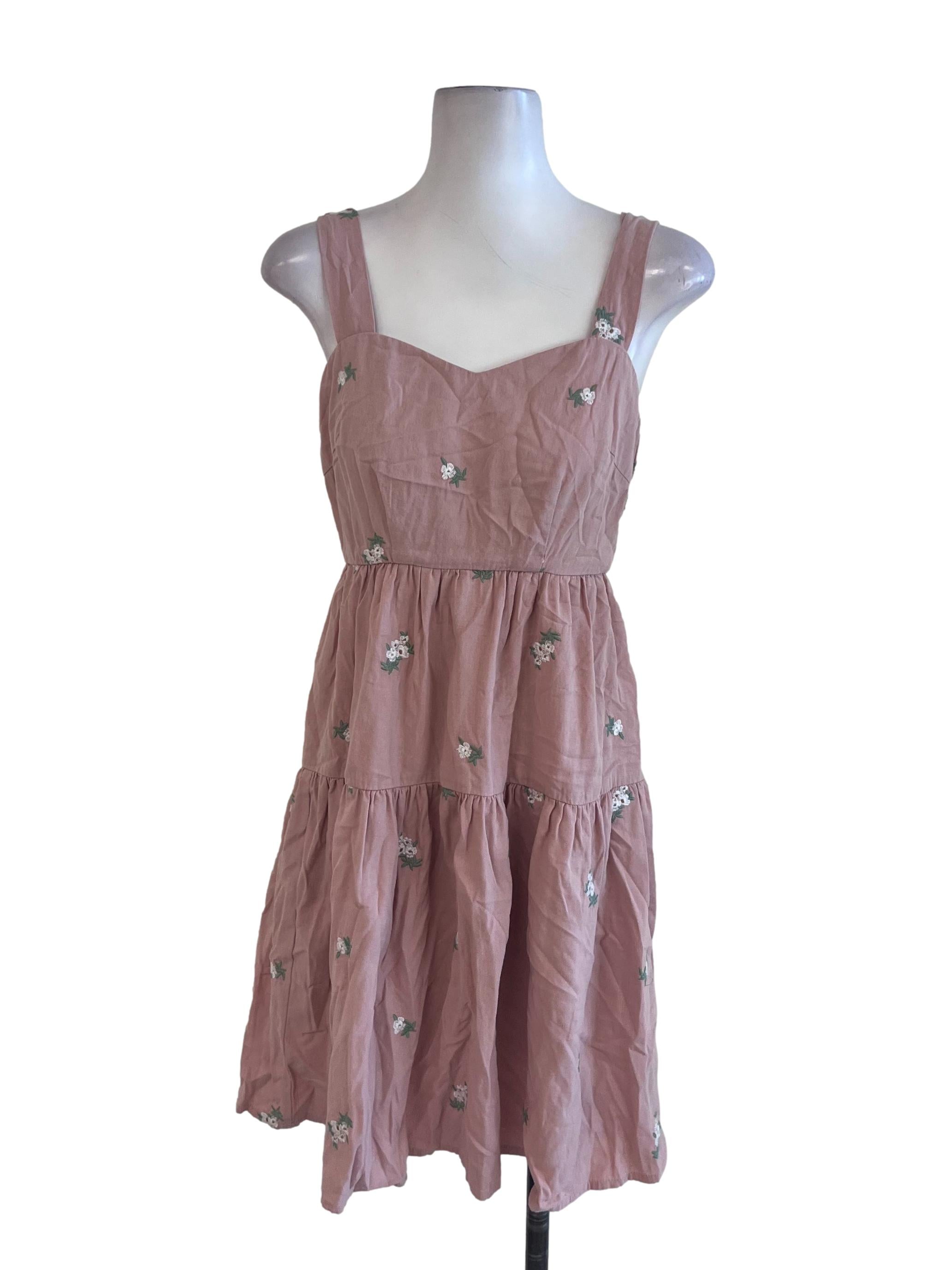 Rose Pink Sleeveless Puff Dress