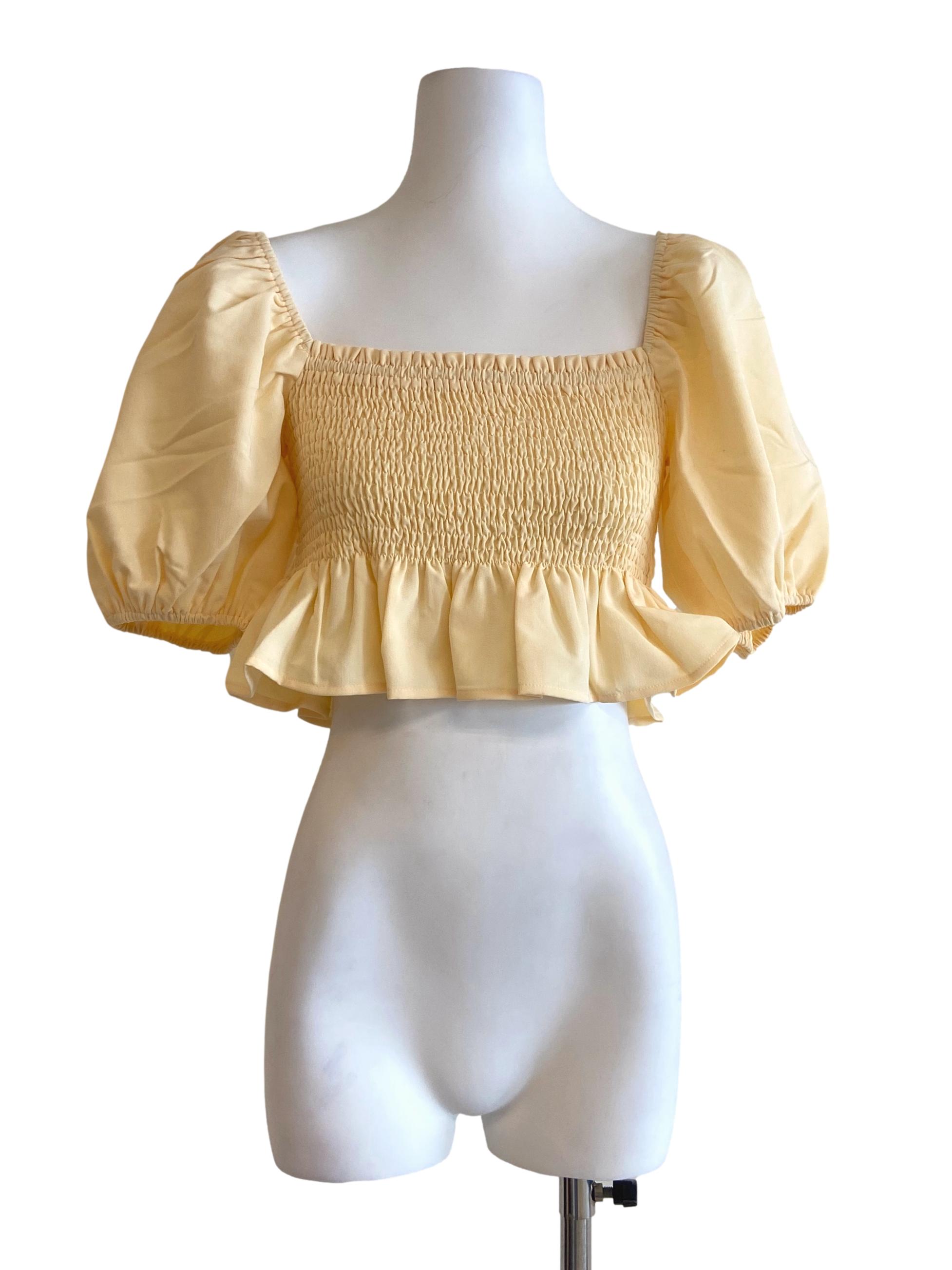 Daffodil Yellow Square Neck Crop Top