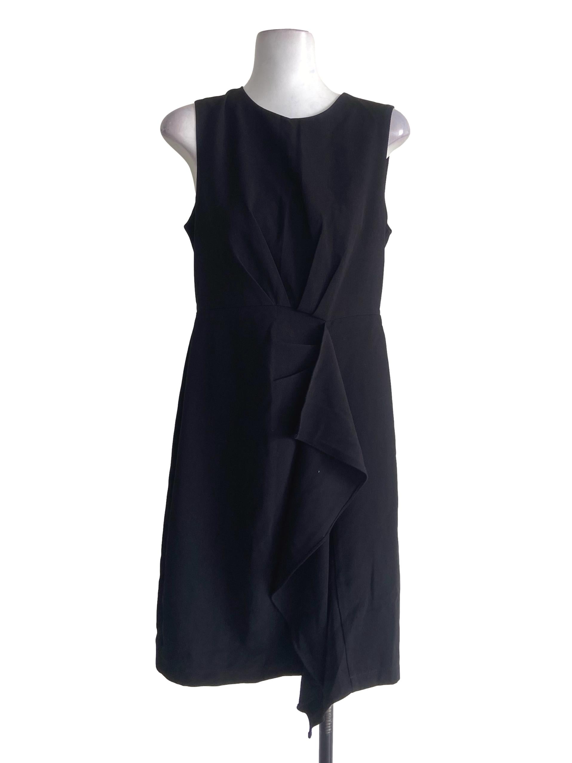 Black Herringbone Sleeveless Sheath Dress