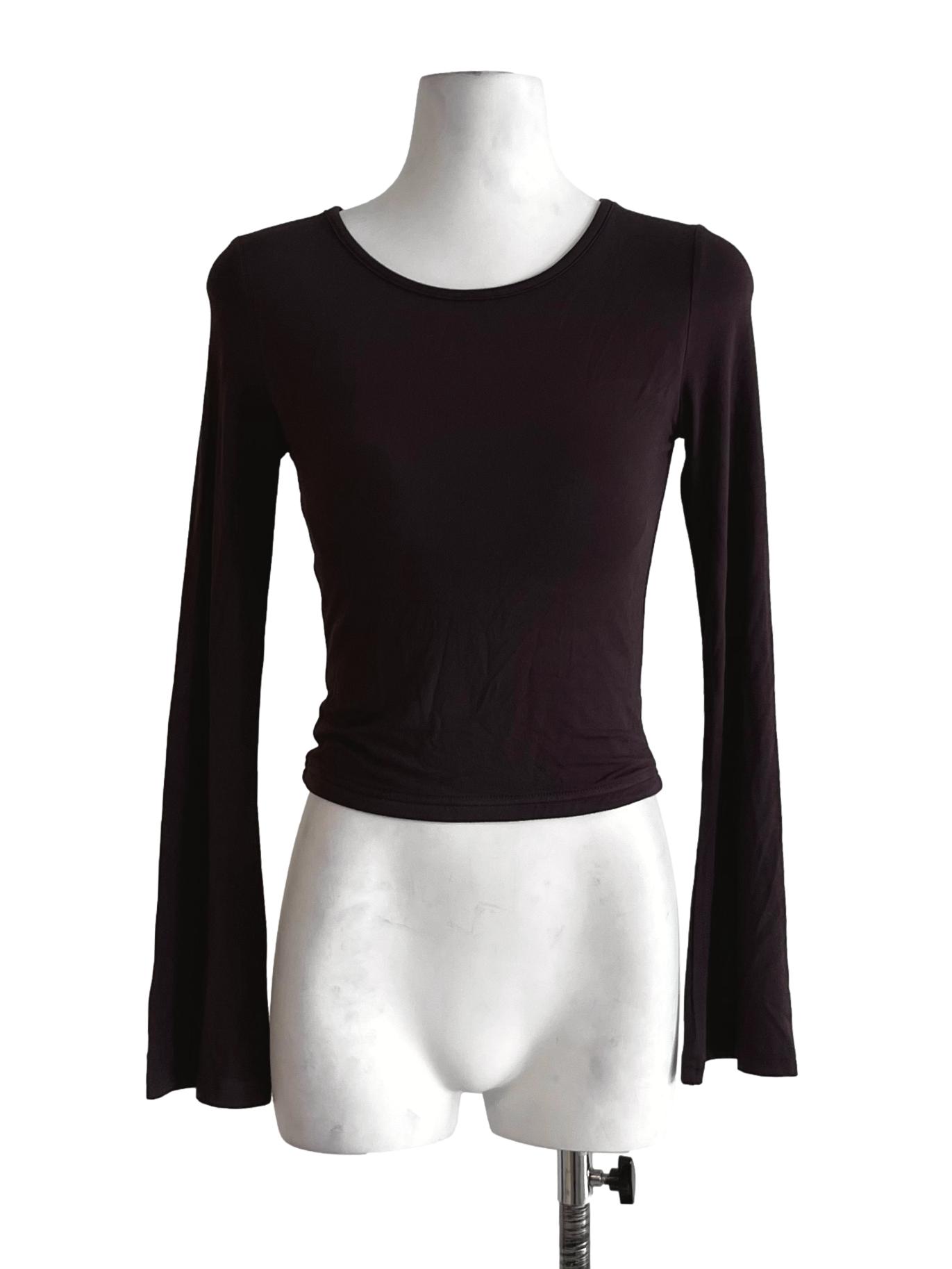 Brown Jewel Neckline Blouse