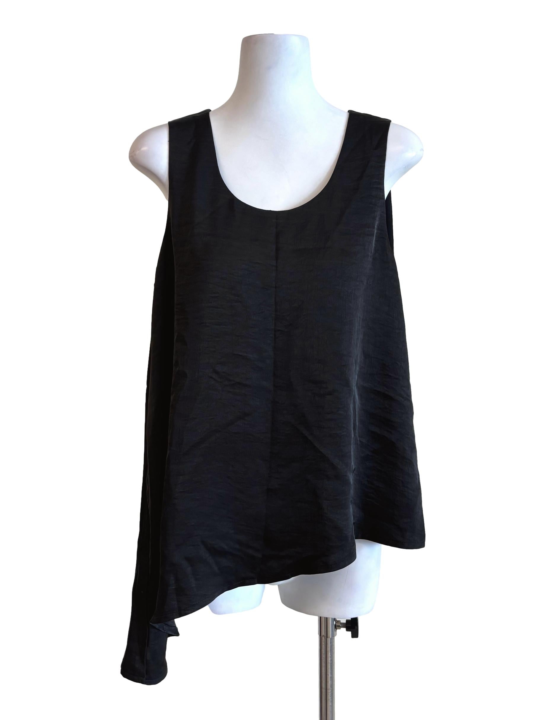 Slate Black Scoop Neck Asymmetrical Top