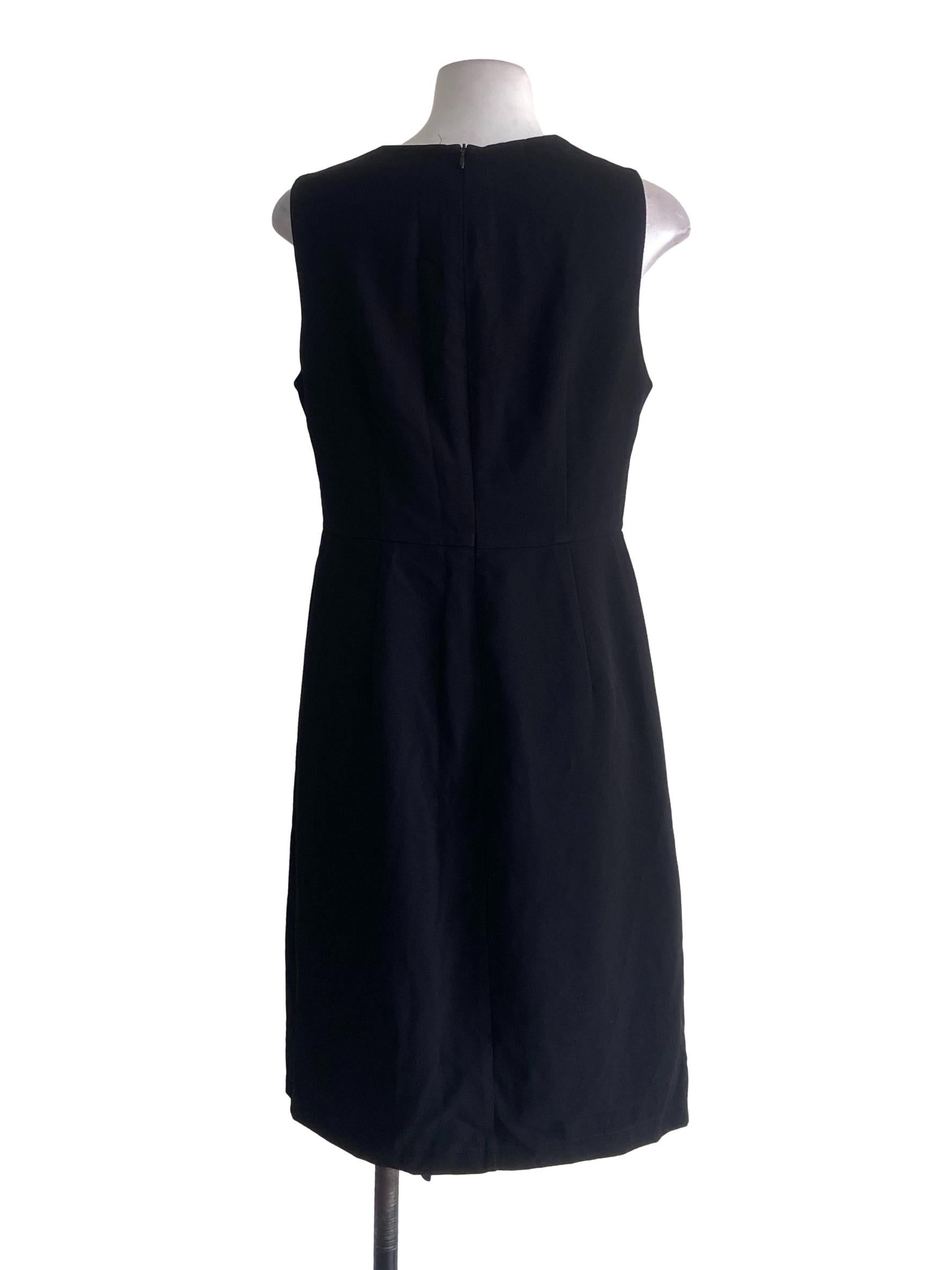 Black Herringbone Sleeveless Sheath Dress