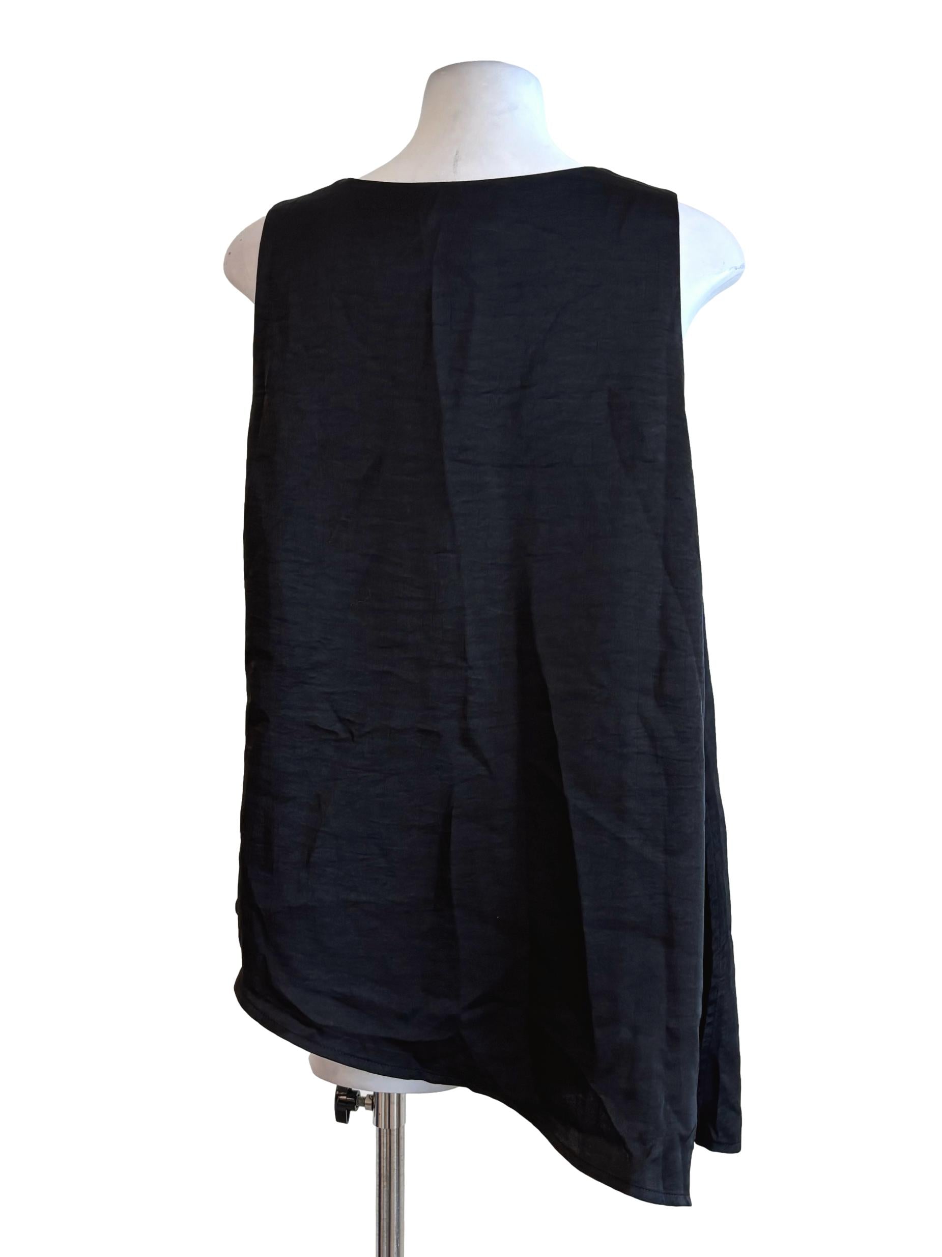 Slate Black Scoop Neck Asymmetrical Top