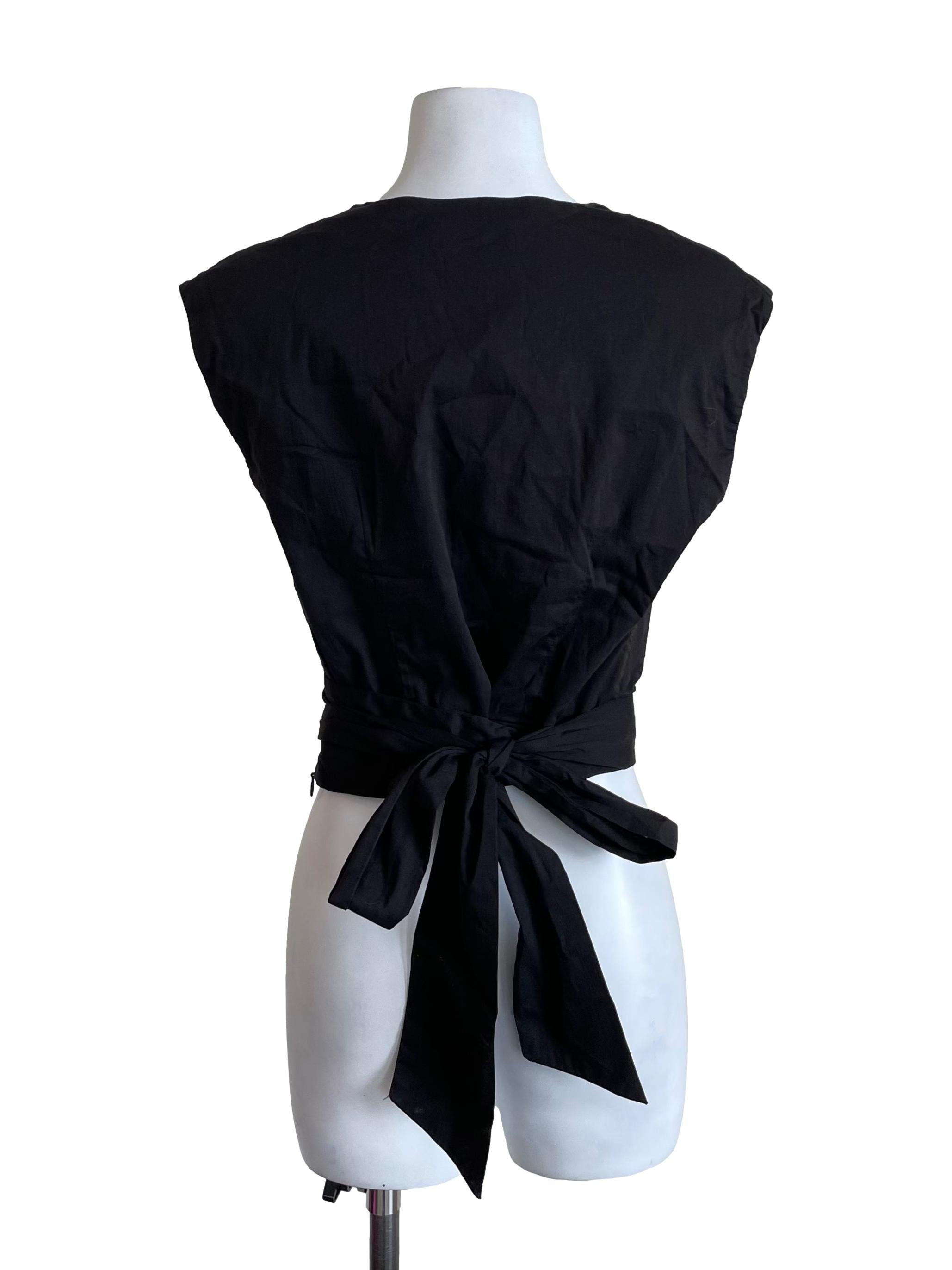 Black Wrap Boxy Top