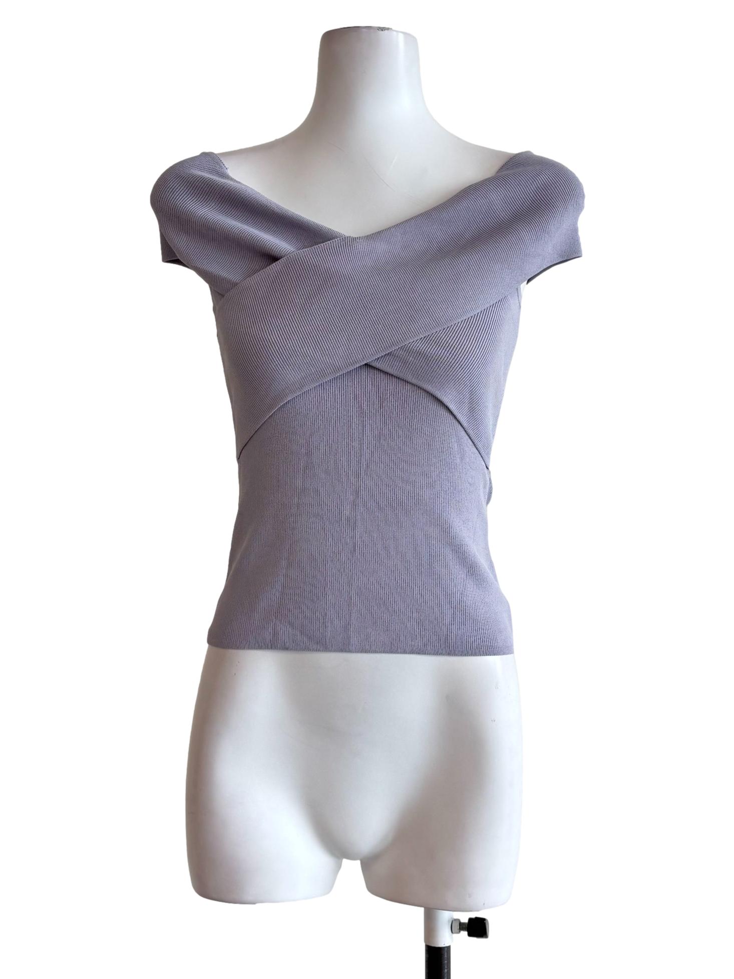 Lavender Off Shouder Ribbed Top