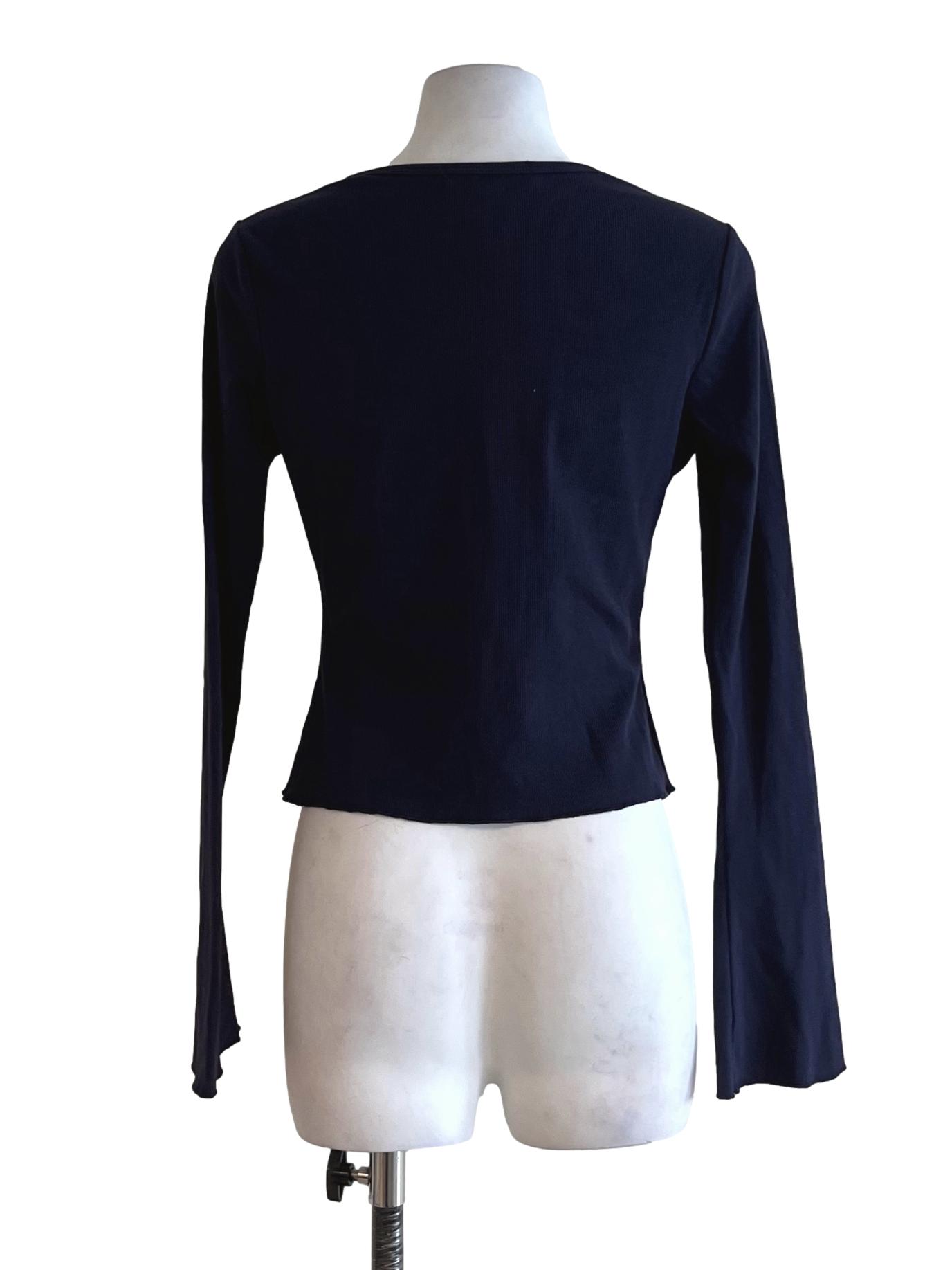 Navy Blue Jewel Neckline Zip-Up Jacket