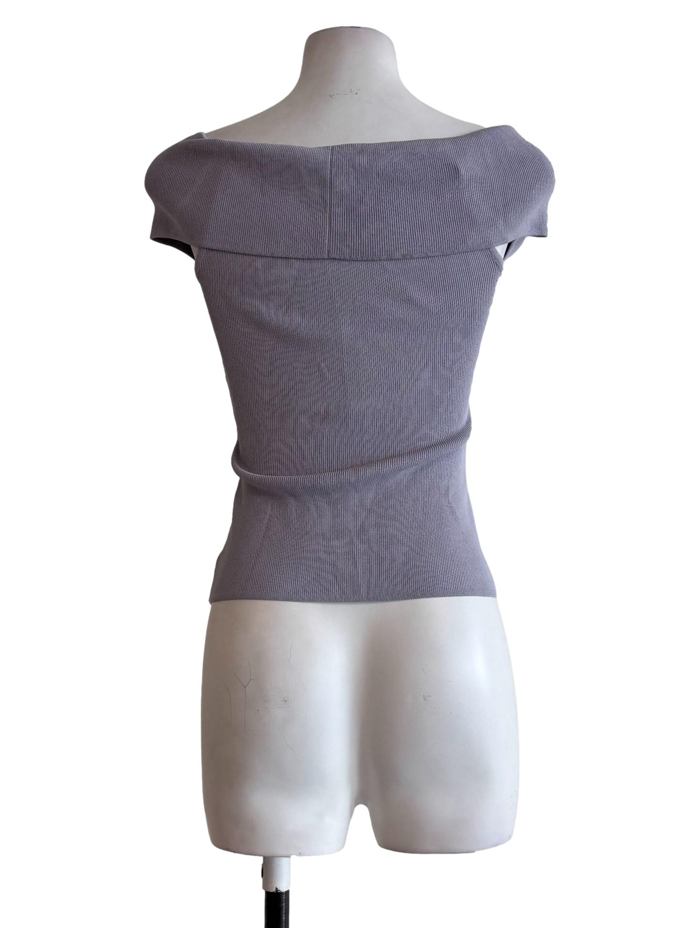 Lavender Off Shouder Ribbed Top