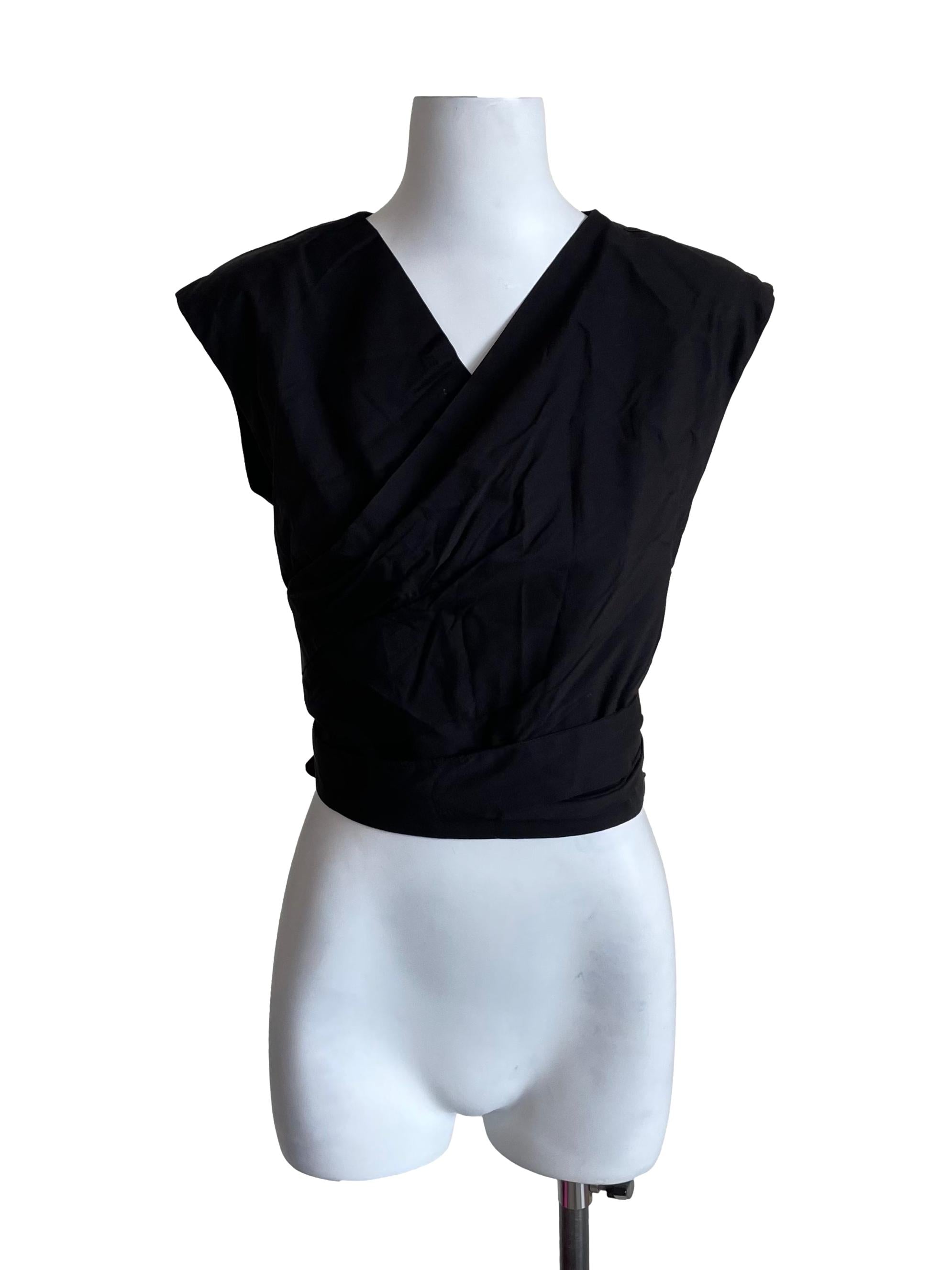Black Wrap Boxy Top