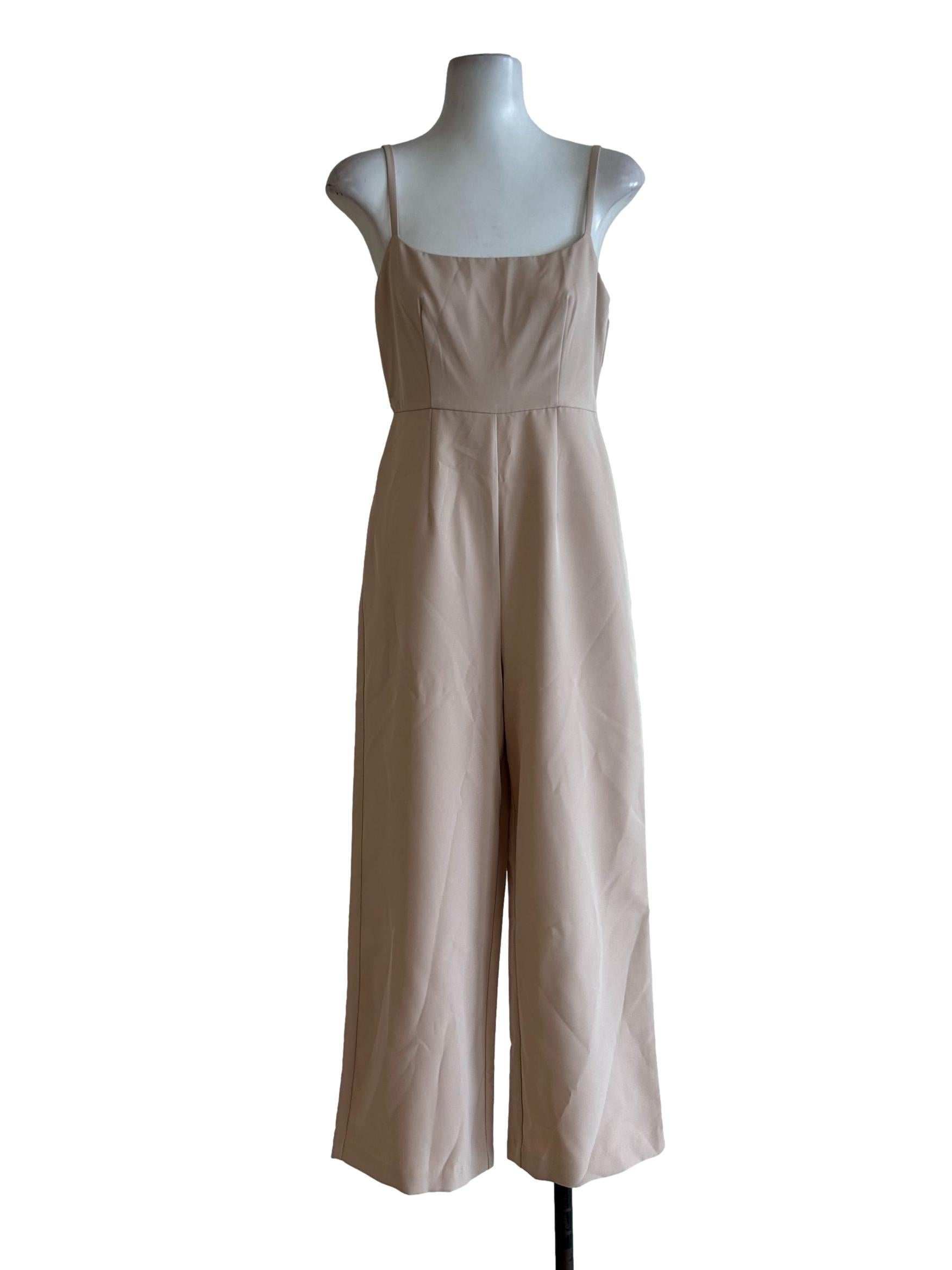 Nude Brown Spaghetti Strap Jumpsuit