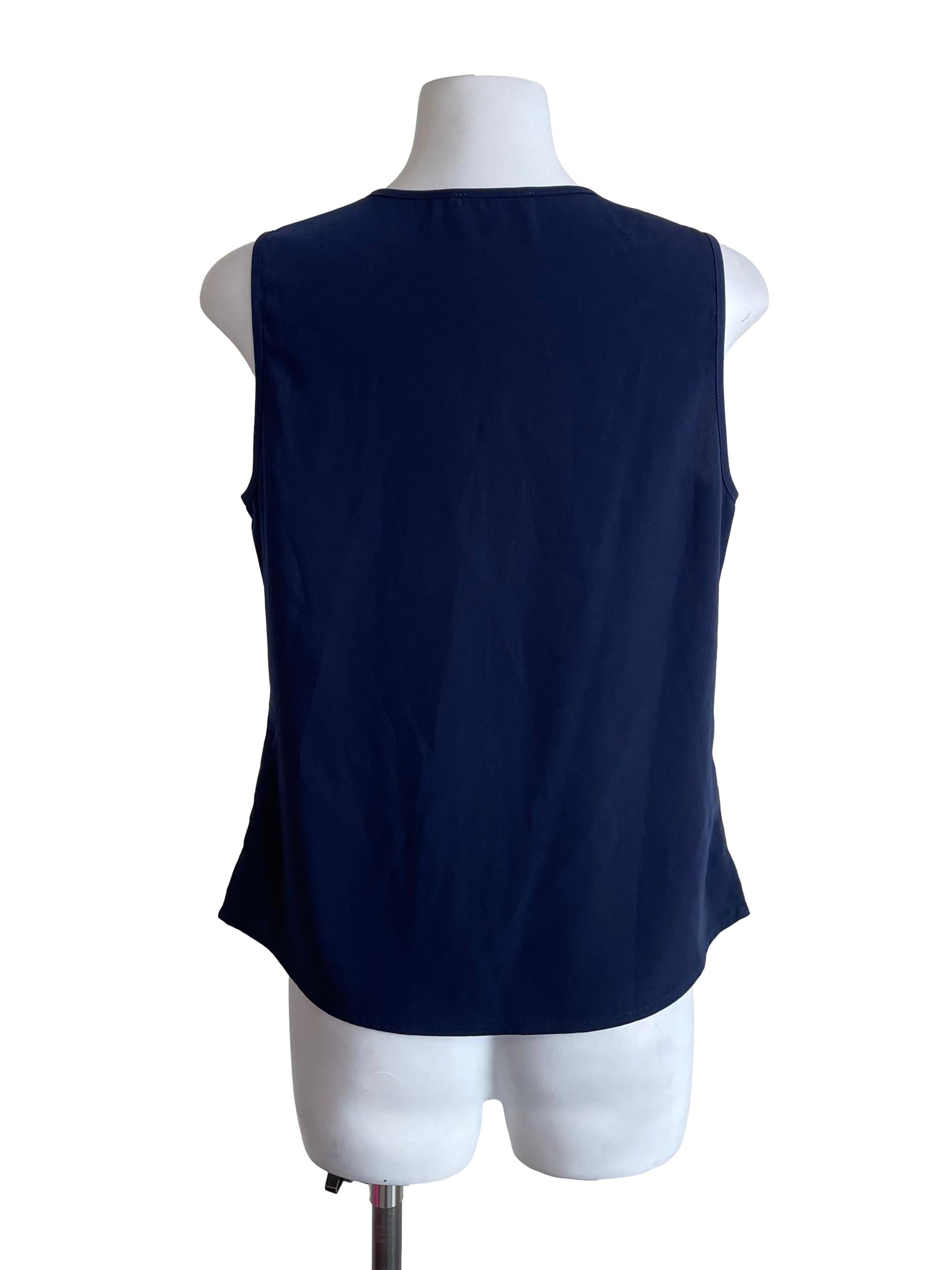 Berry Blue Bust Pockets Chiffon Top