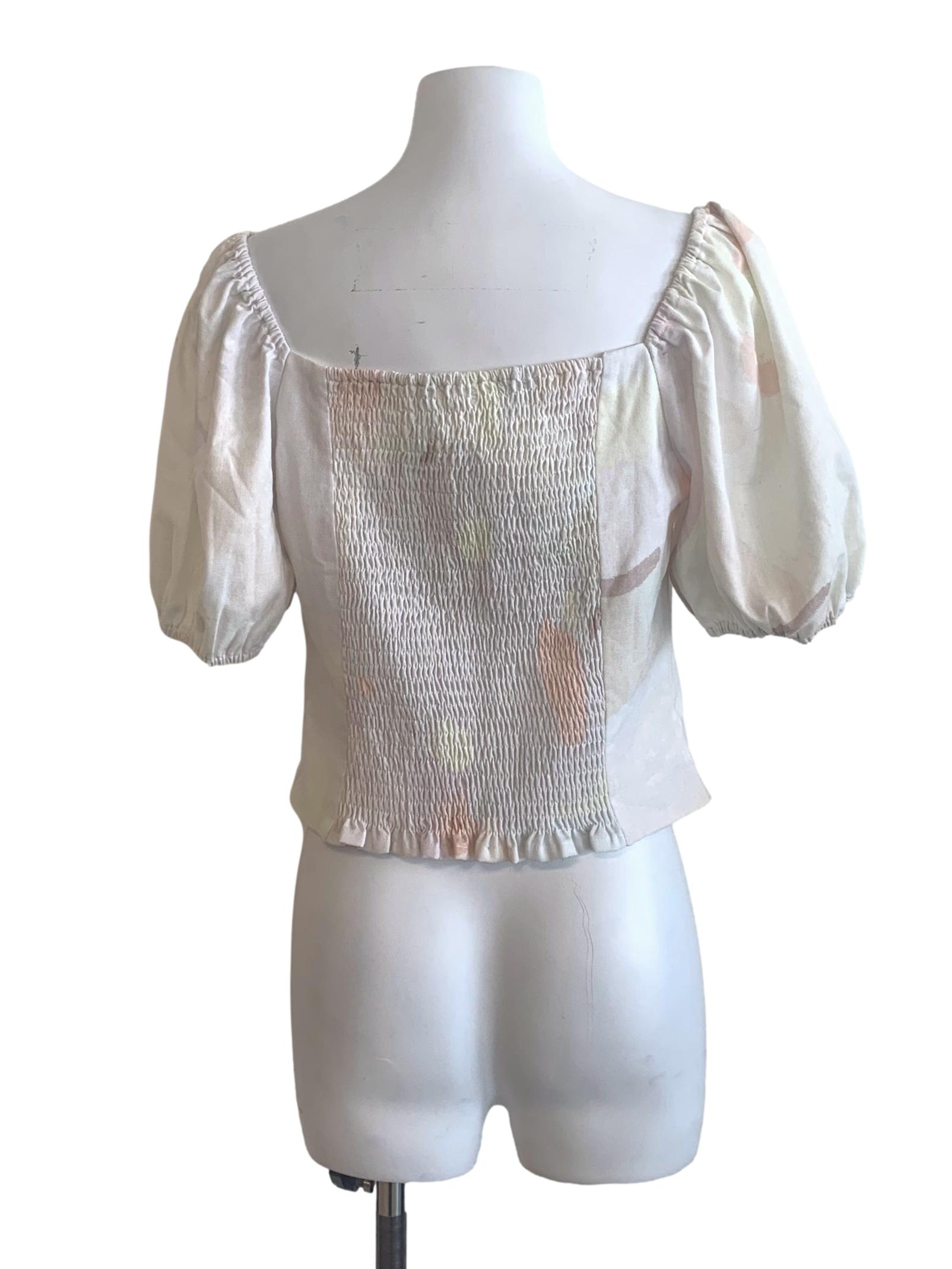 White Pattern Puff Sleeve TWL